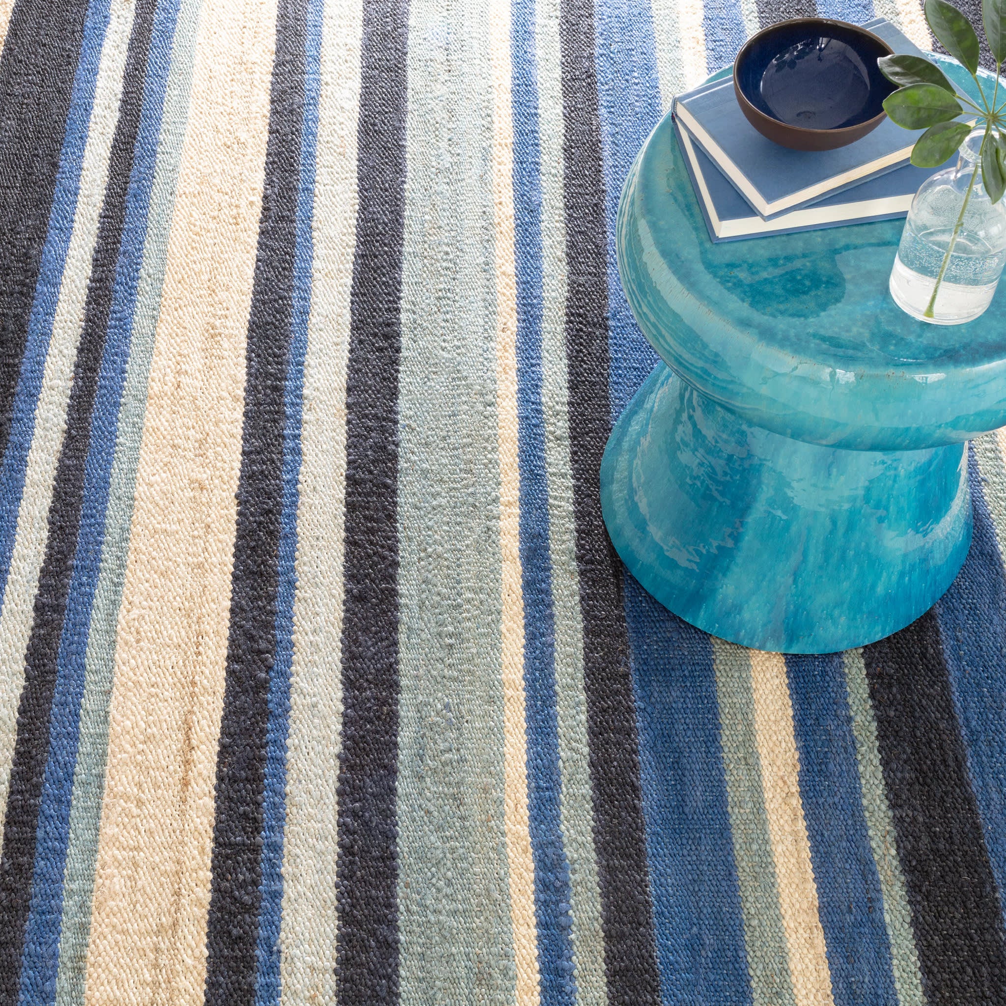 Dover Stripe Handwoven Jute Rug | Blue - Image 3
