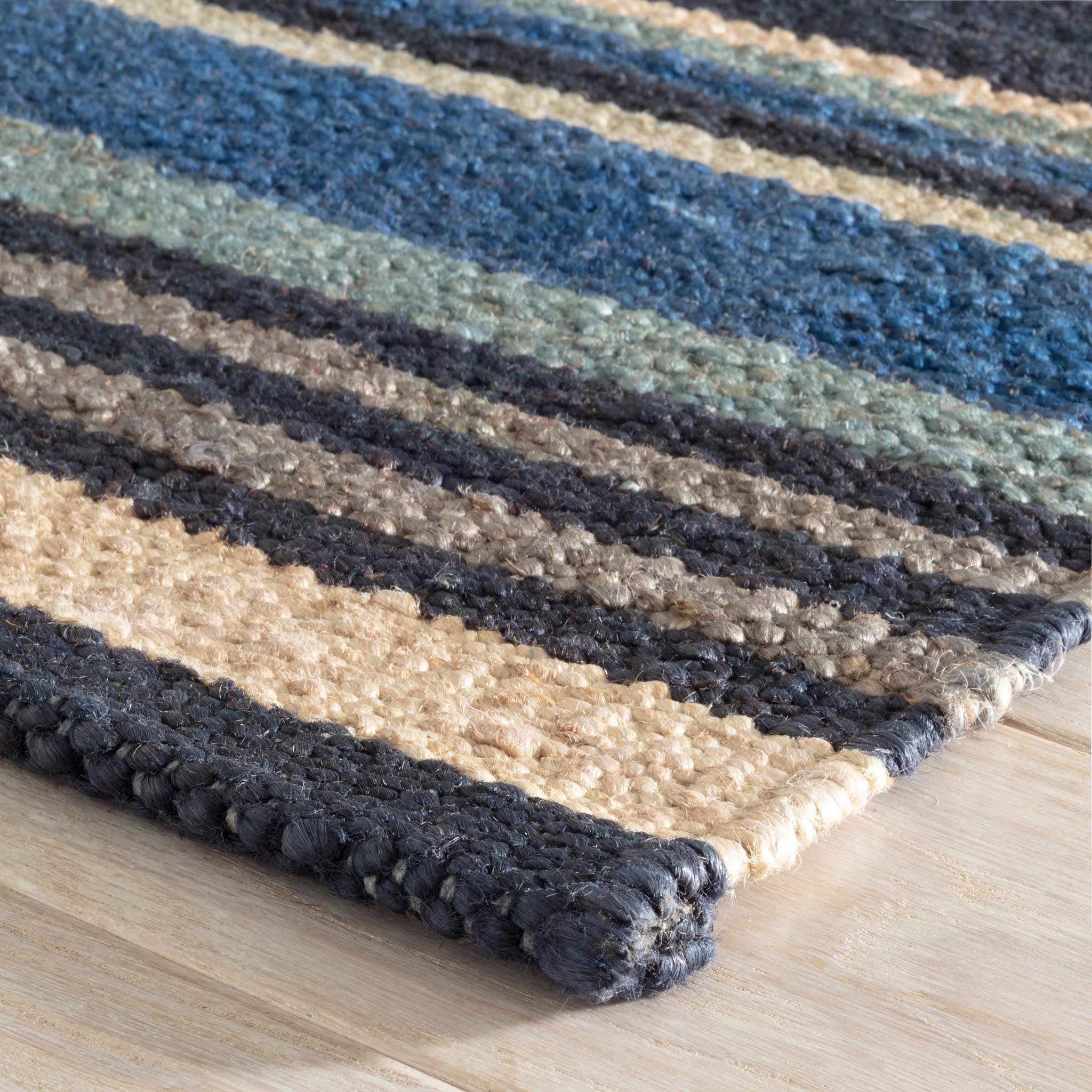 Dover Stripe Handwoven Jute Rug | Blue - Image 4