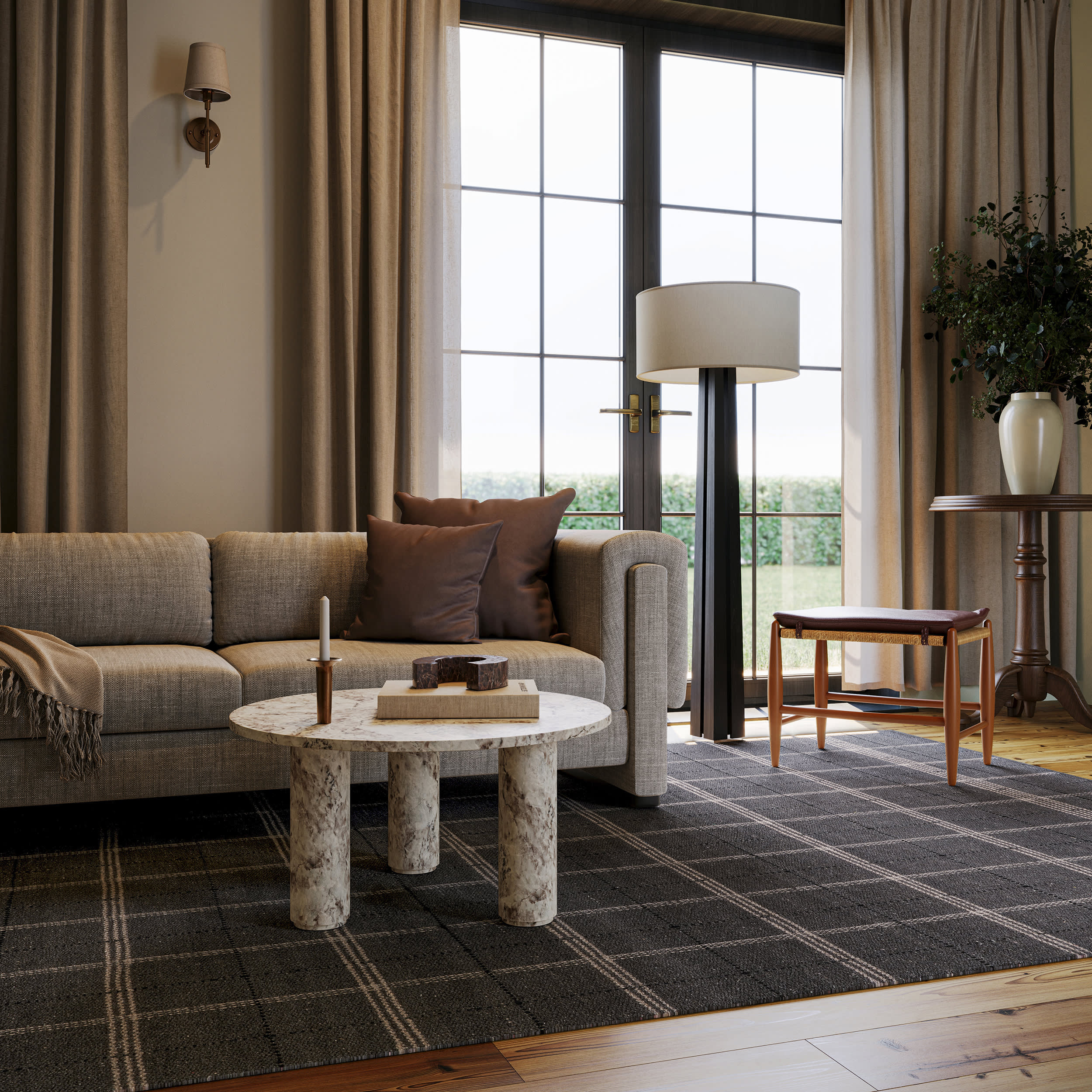 Downing Plaid Wool Rug by Nate Berkus | Black - Image 2