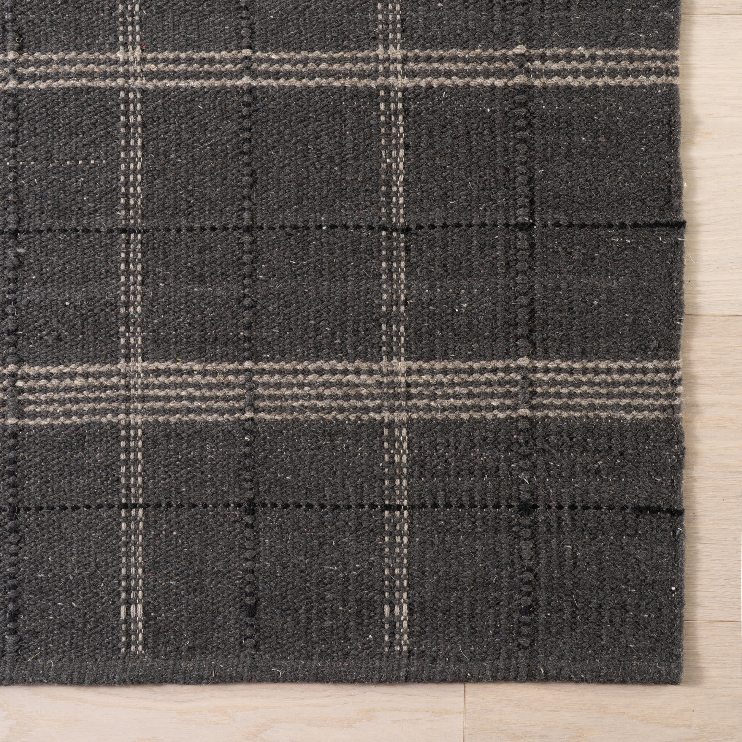 Downing Plaid Wool Rug by Nate Berkus | Black - Image 4