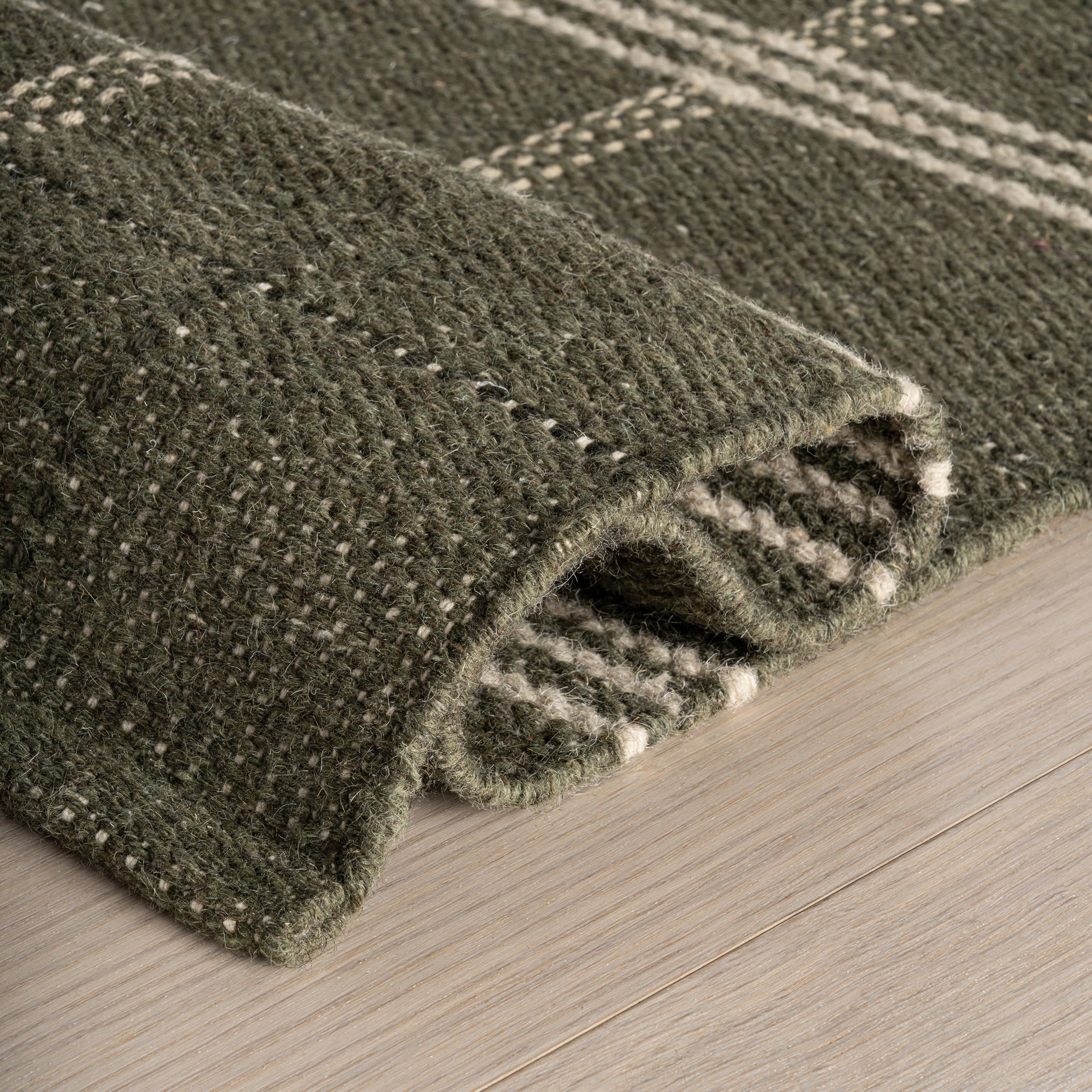 Downing Plaid Wool Rug by Nate Berkus | Green - Image 7