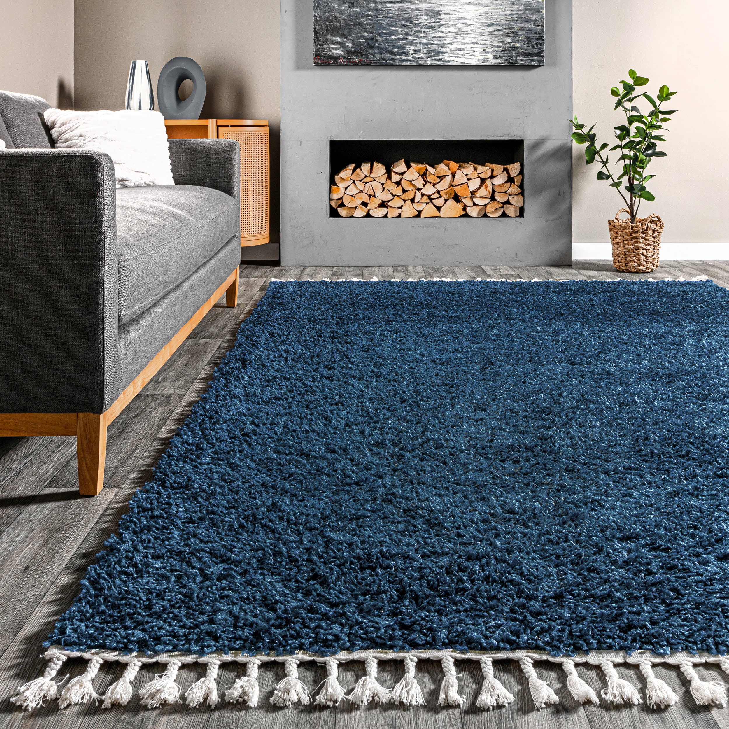 Dream Solid Shag Rug | Navy - Image 4