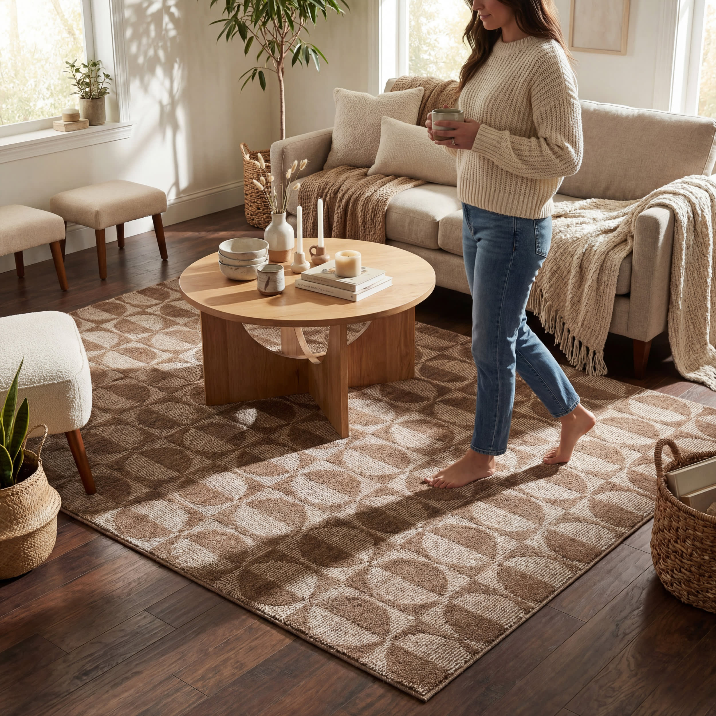 Duneclipse Mid Century Geometric Rug | Brown - Image 9