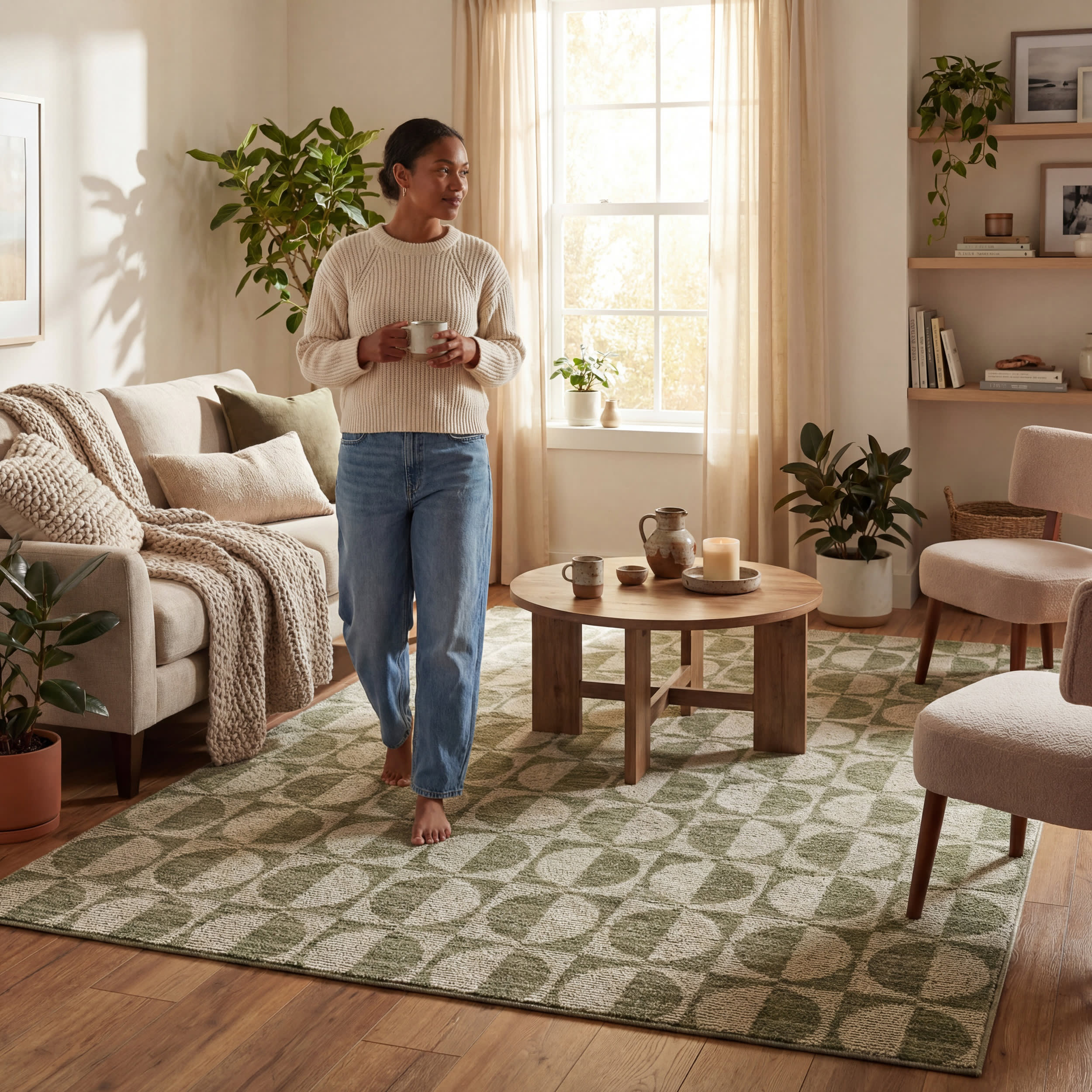 Duneclipse Mid Century Geometric Rug | Green - Image 9