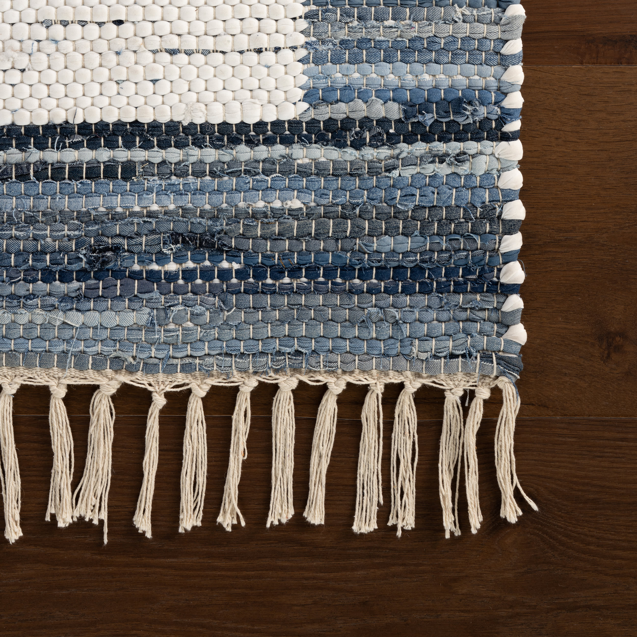 Dymera Denim Bohemian Bordered Rug | Blue - Image 5