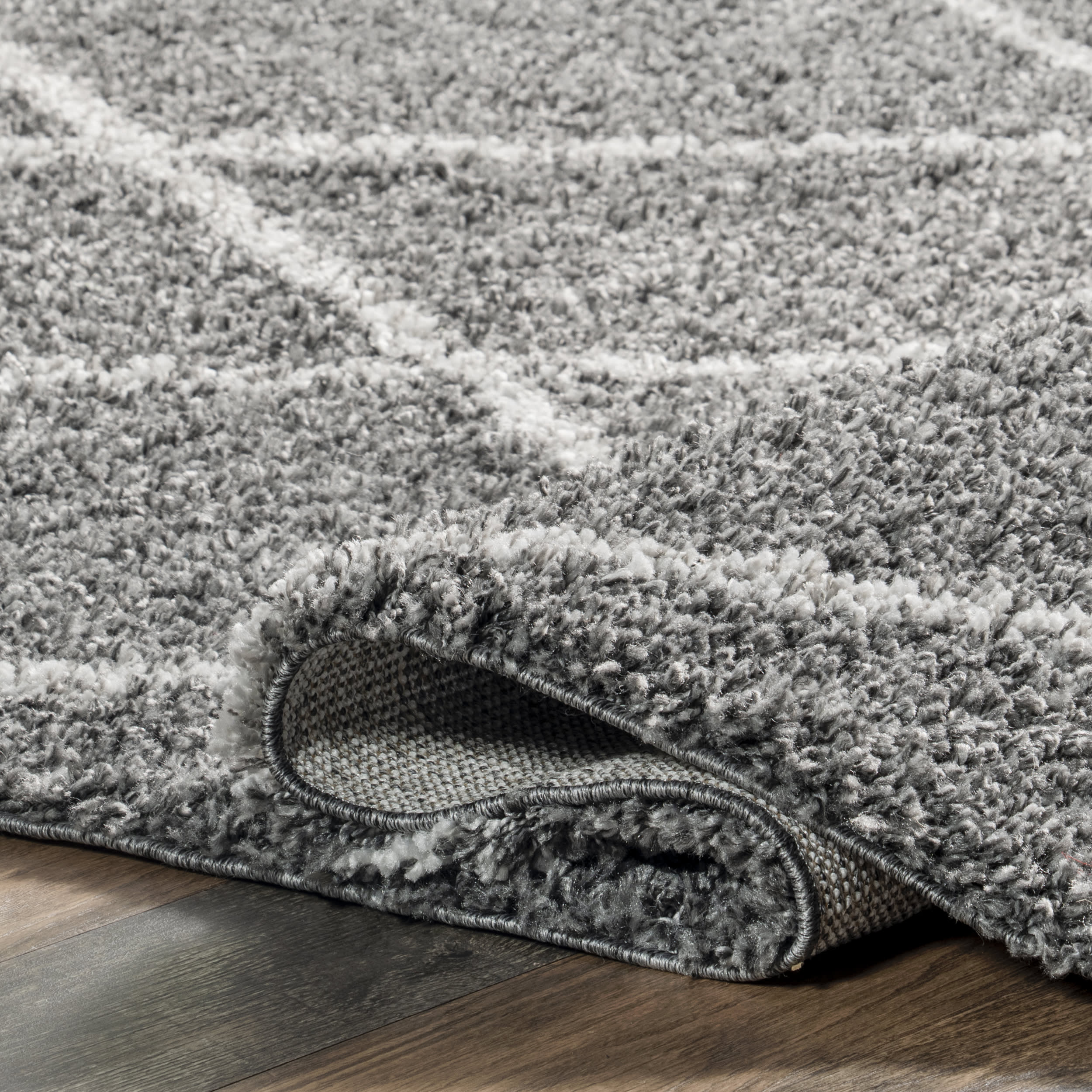 Easy Shag Lattice Rug | Dark Grey - Image 6