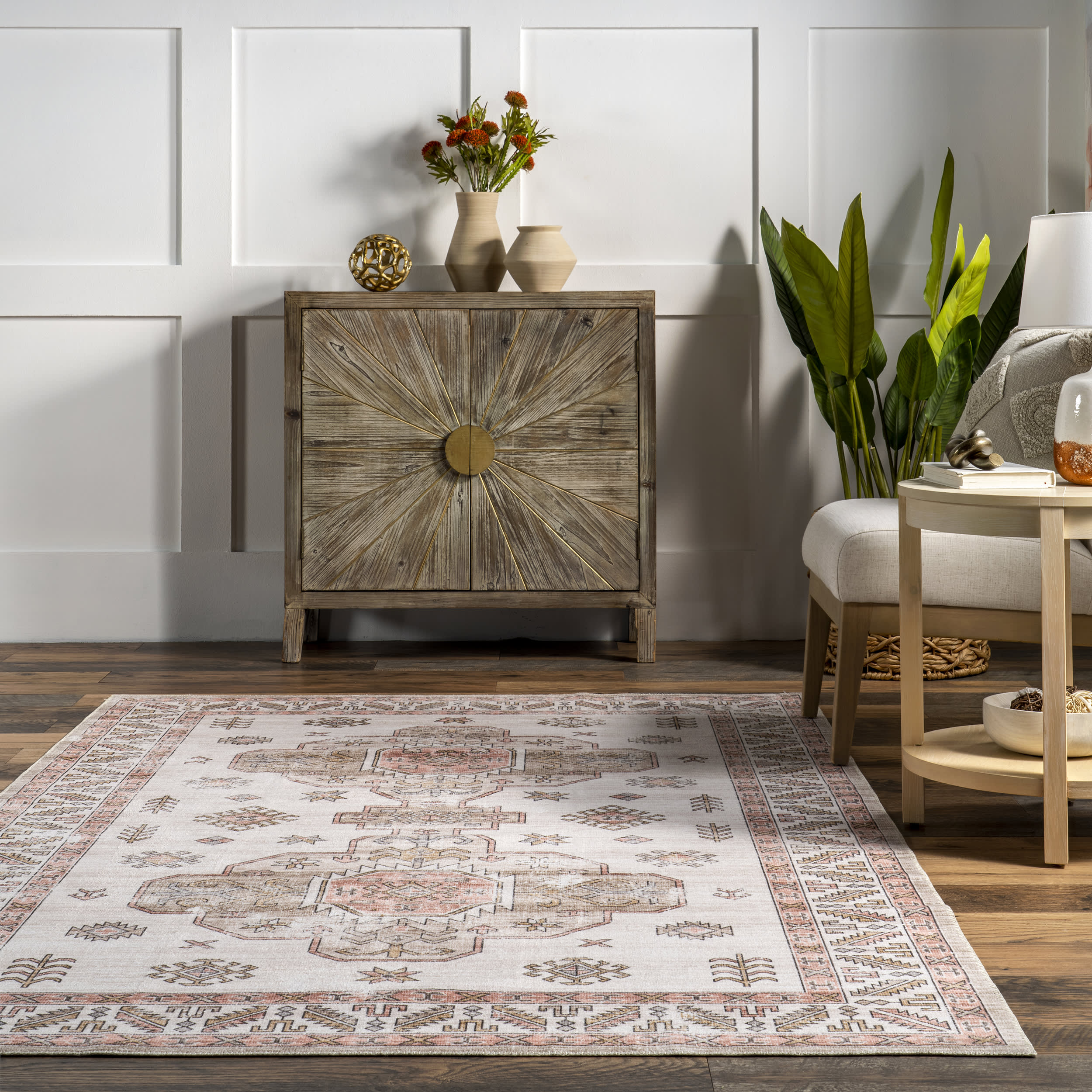 Eboni Traditional Washable Rug | Beige - Image 4