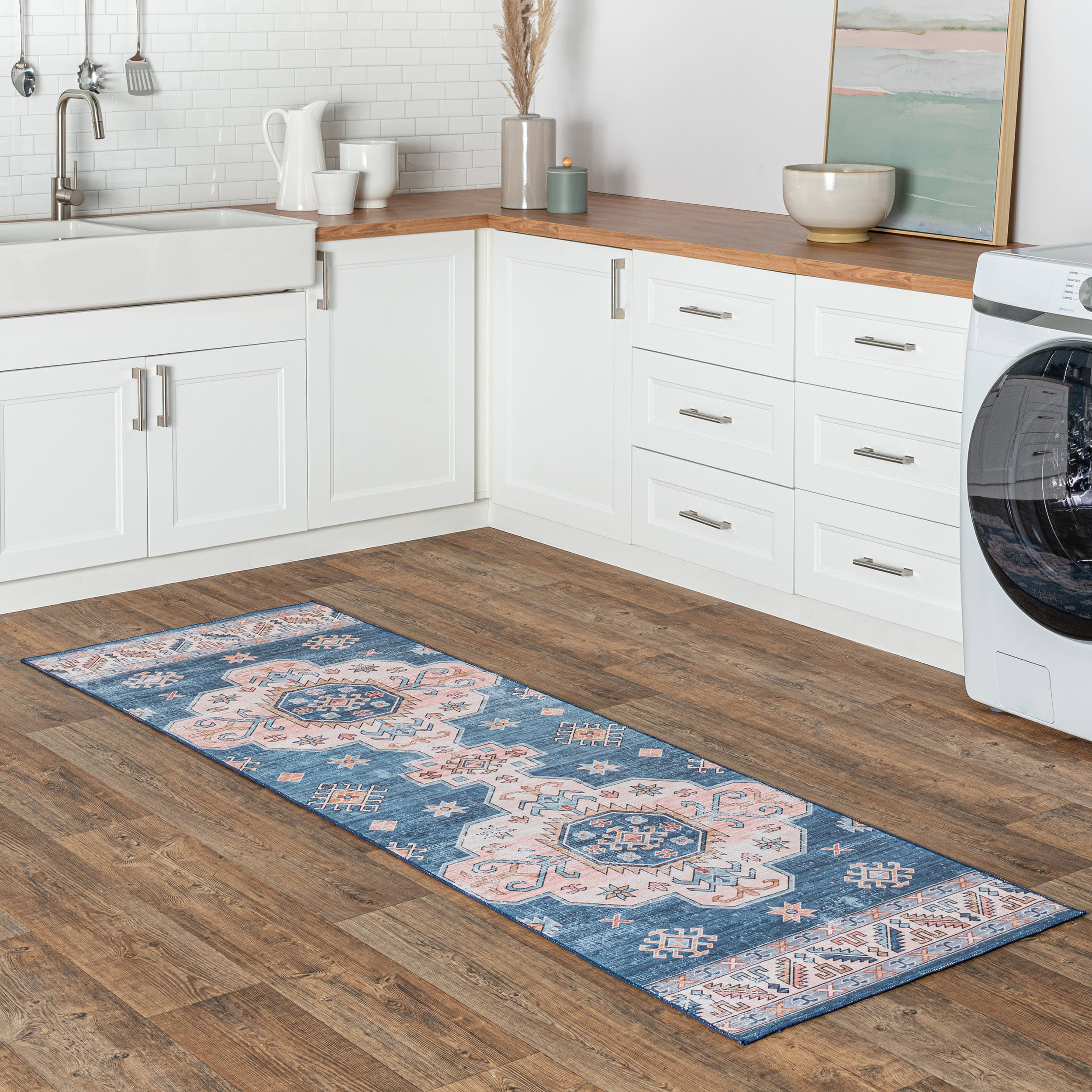 Eboni Traditional Washable Rug | Blue - Image 2