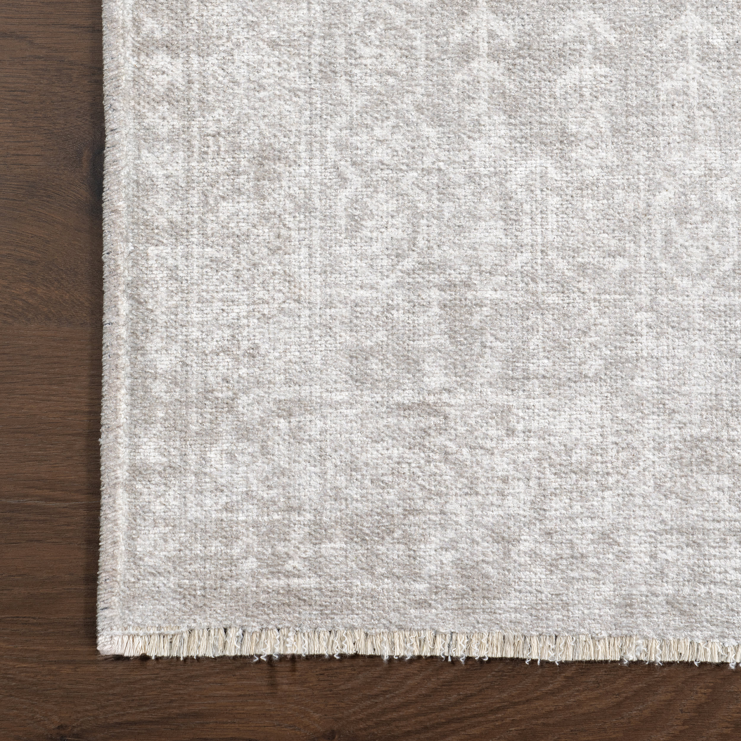 Edna Fringed Vintage Medallion Washable Rug | Light Grey - Image 4