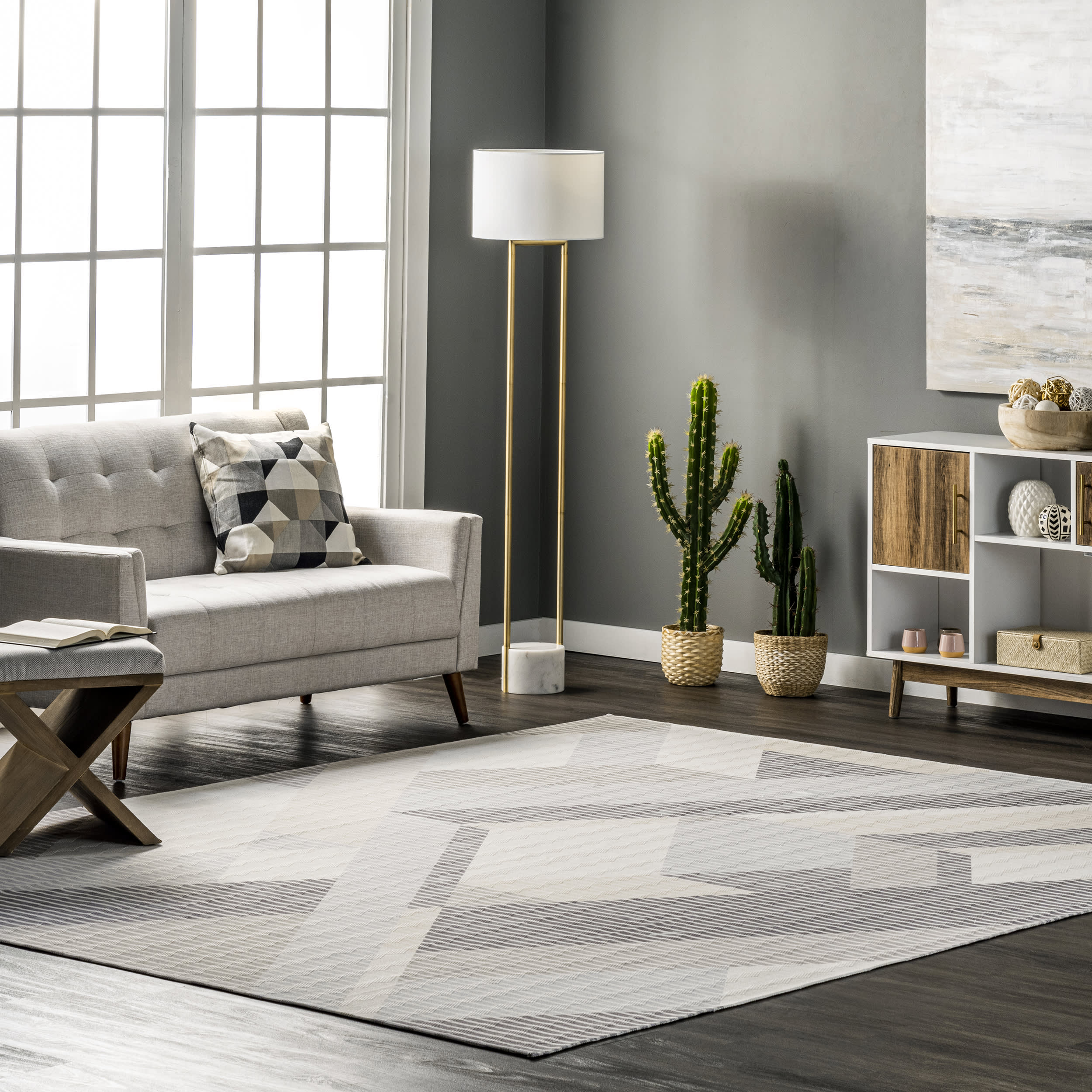 Effie Washable Pinstriped Rug | Beige - Image 2