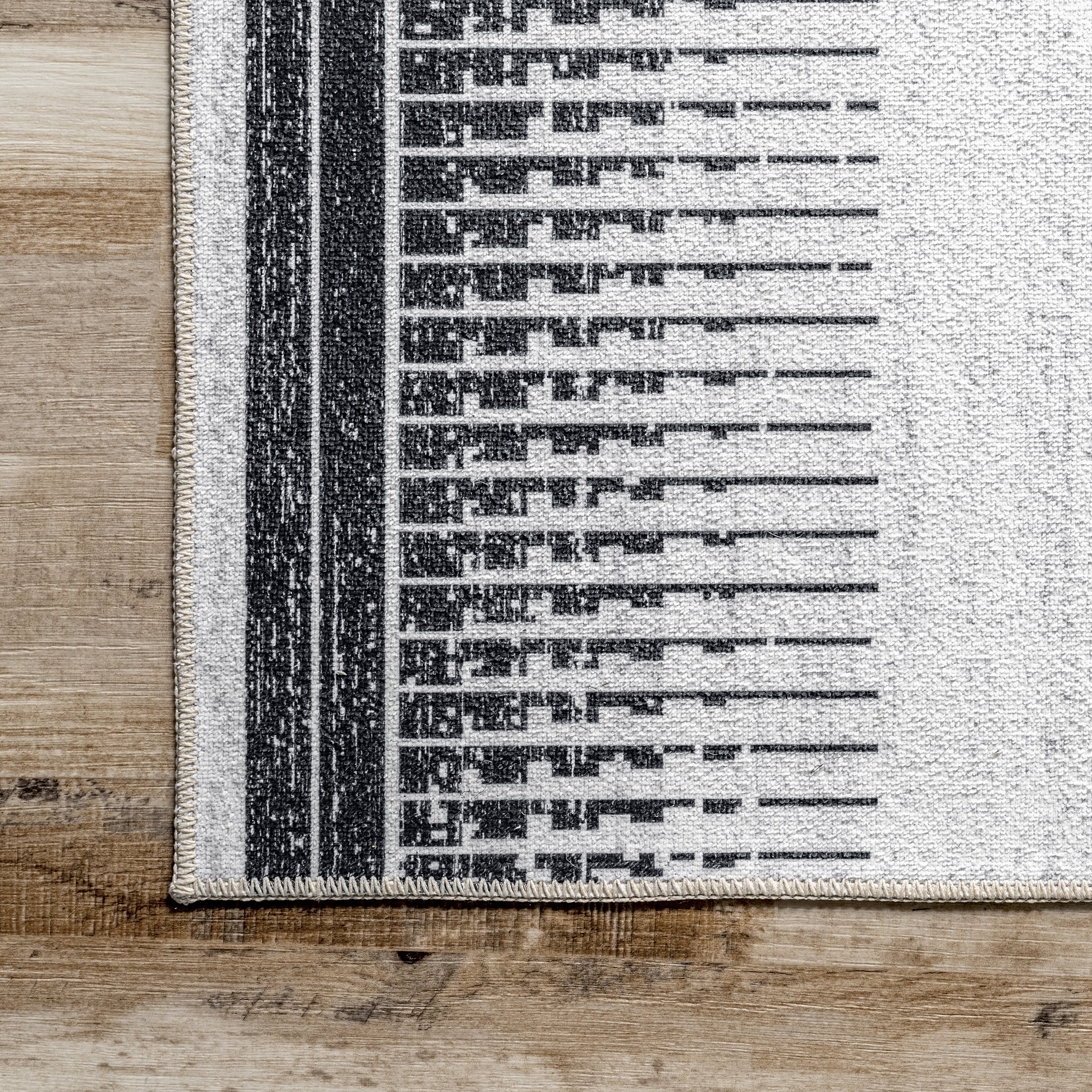 Eileen Linear Puzzle Washable Rug | Grey - Image 3