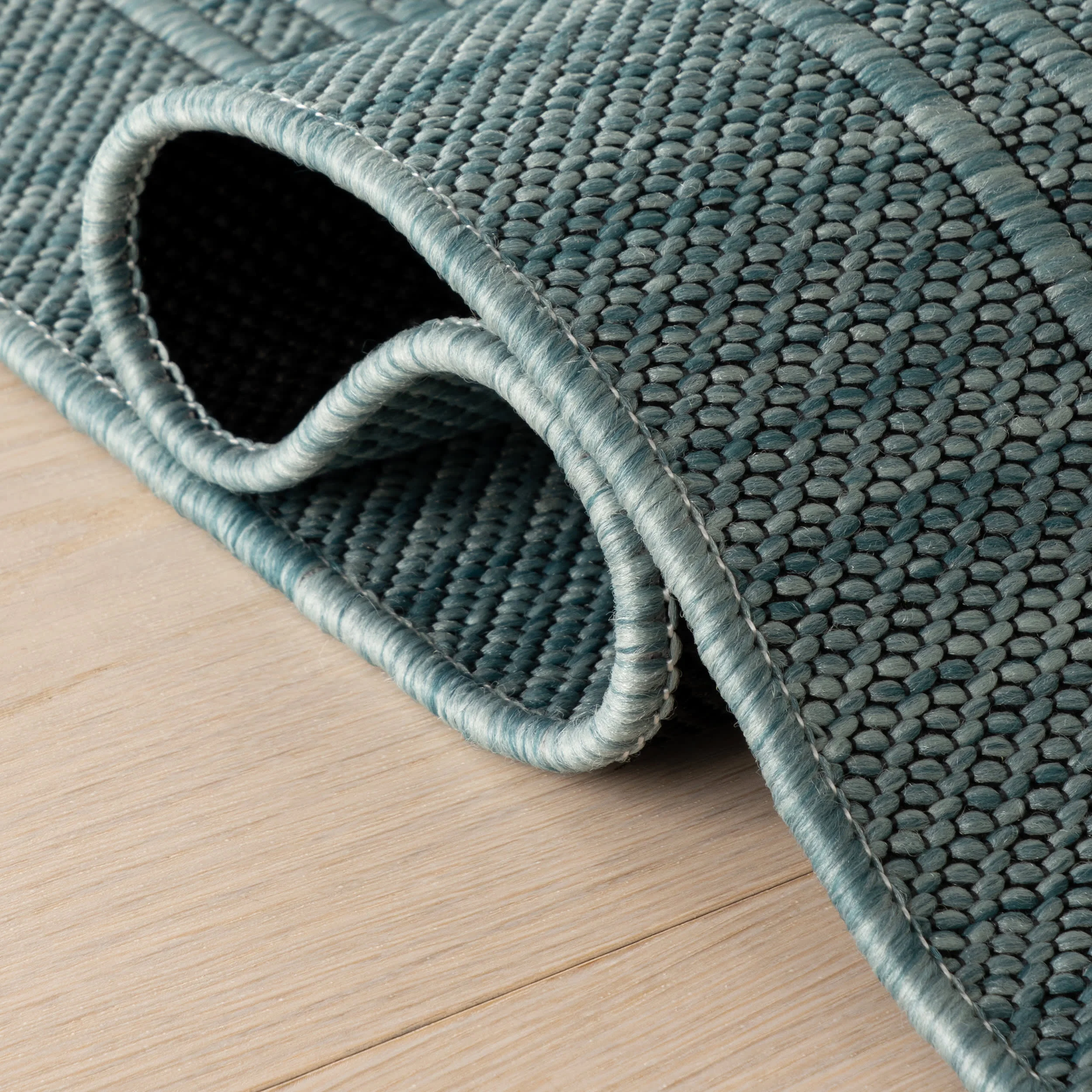 Eiraz Contemporary Solid Indoor/Outdoor Rug | Aqua - Image 10