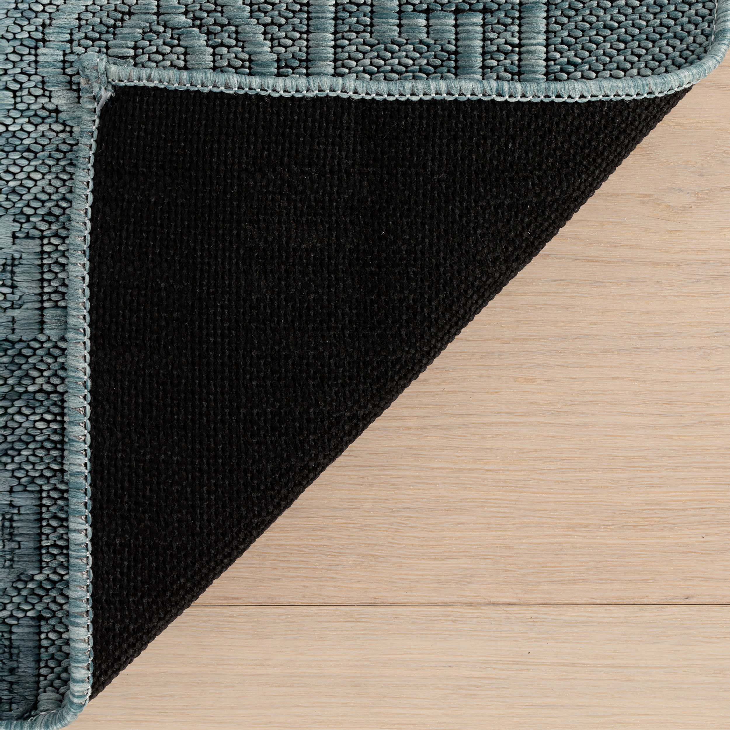 Eiraz Contemporary Solid Indoor/Outdoor Rug | Aqua - Image 7