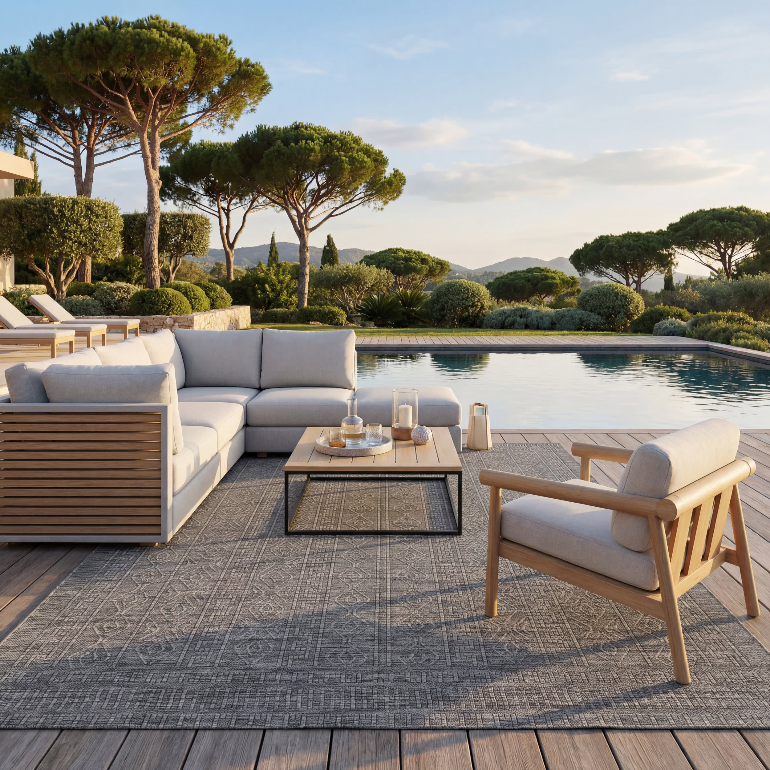 Eiraz Contemporary Solid Indoor/Outdoor Rug | Grey - Image 2