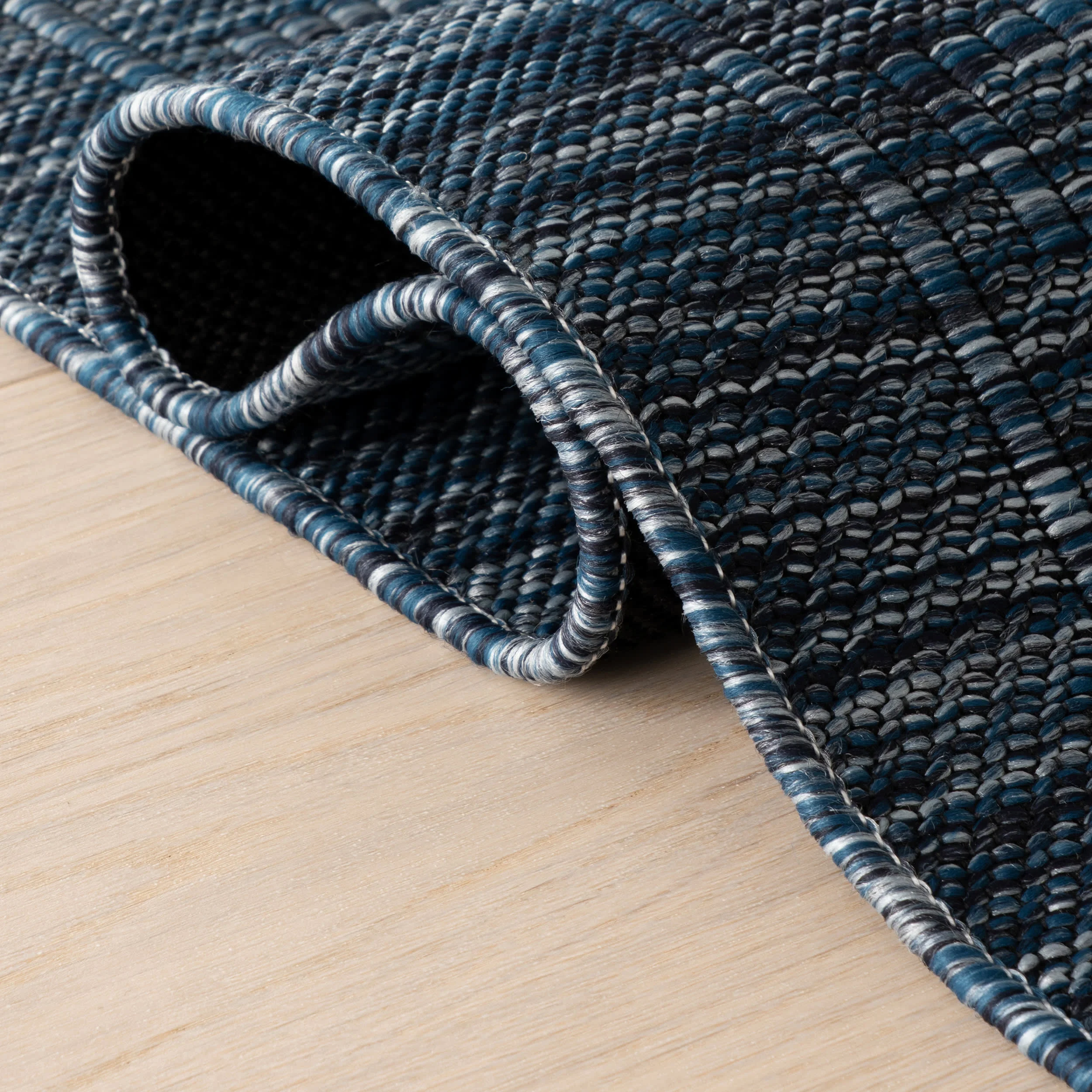 Eiraz Contemporary Solid Indoor/Outdoor Rug | Navy - Image 11