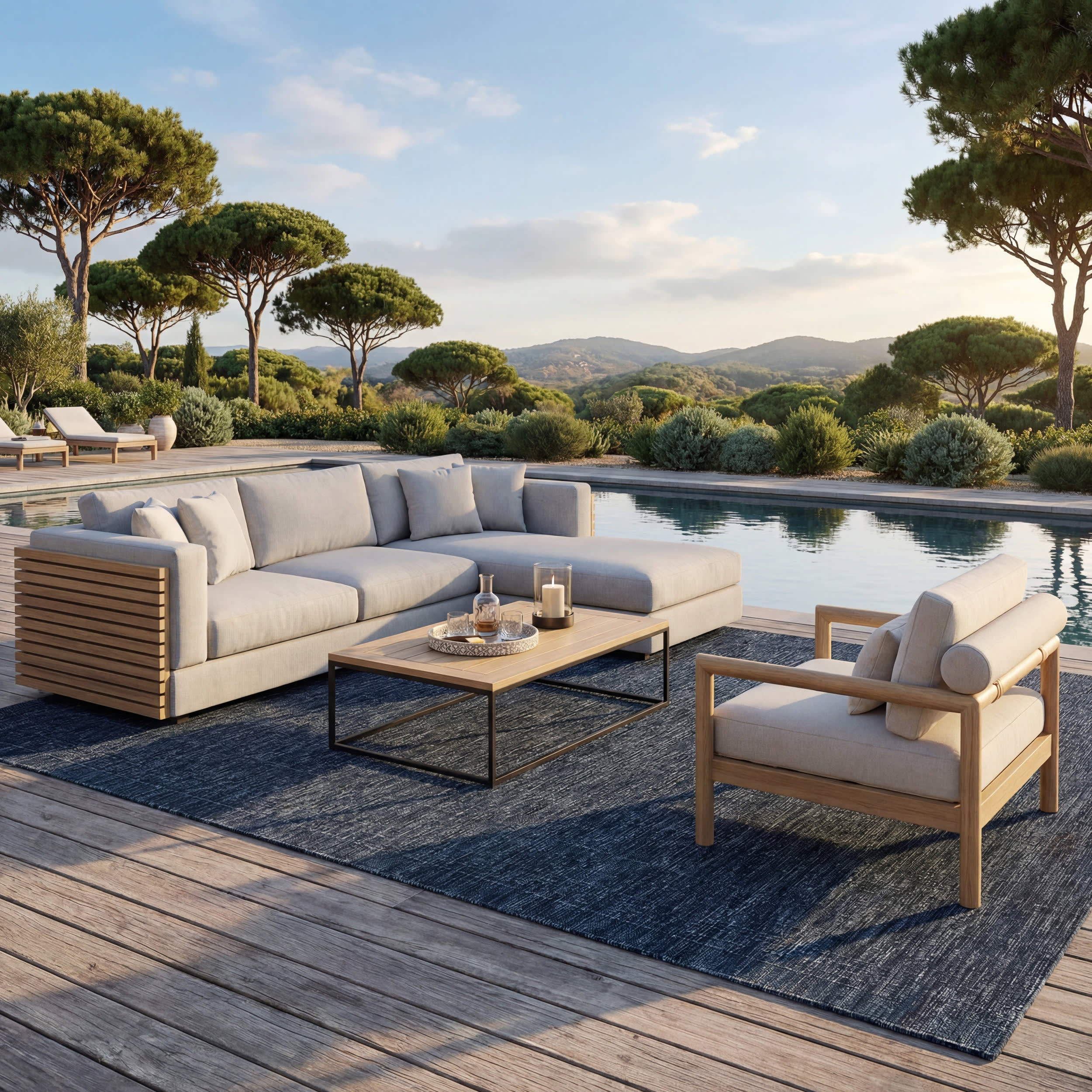 Eiraz Contemporary Solid Indoor/Outdoor Rug | Navy - Image 2