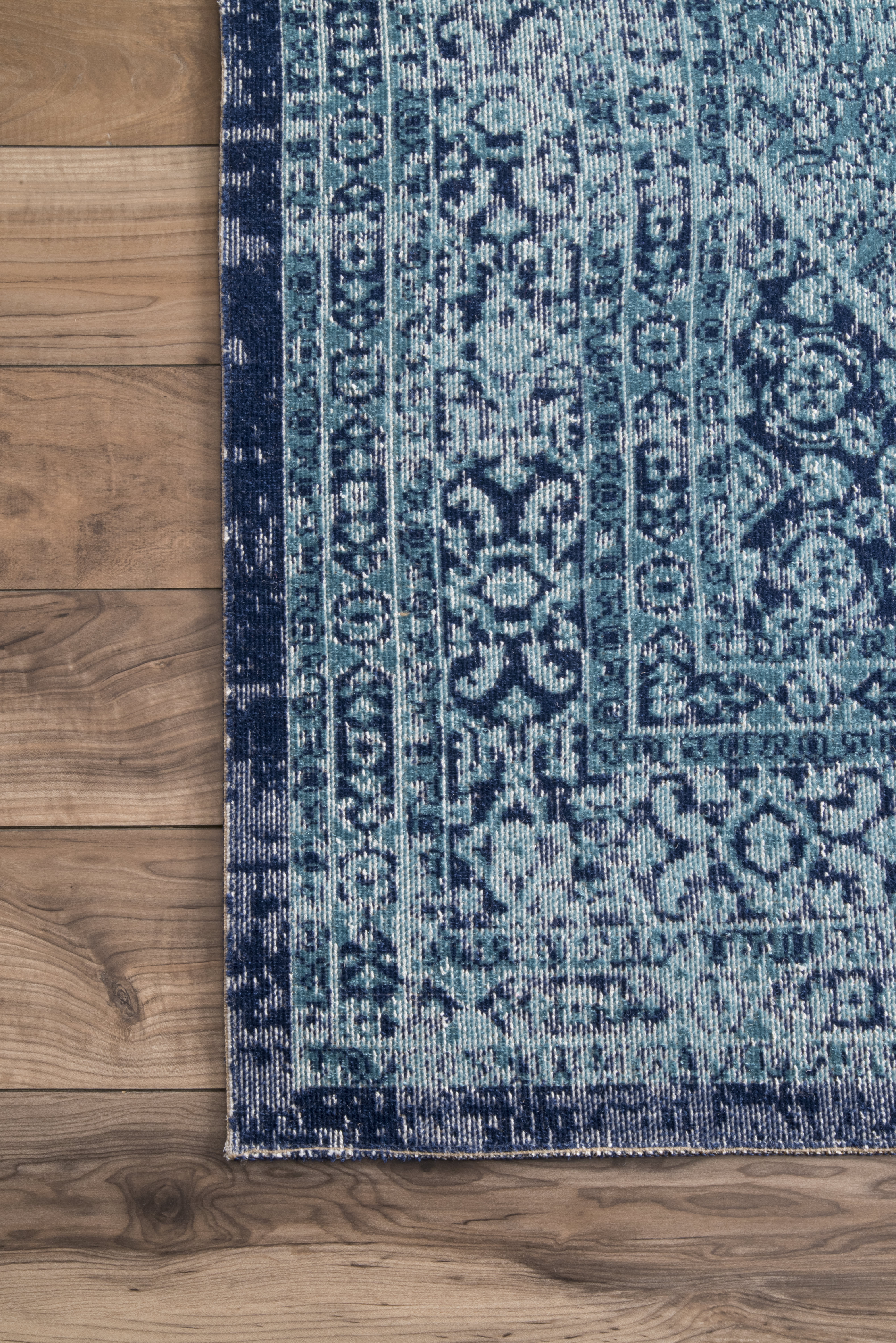 Elaborate Floral Garden Hexagons Rug | Blue - Image 3