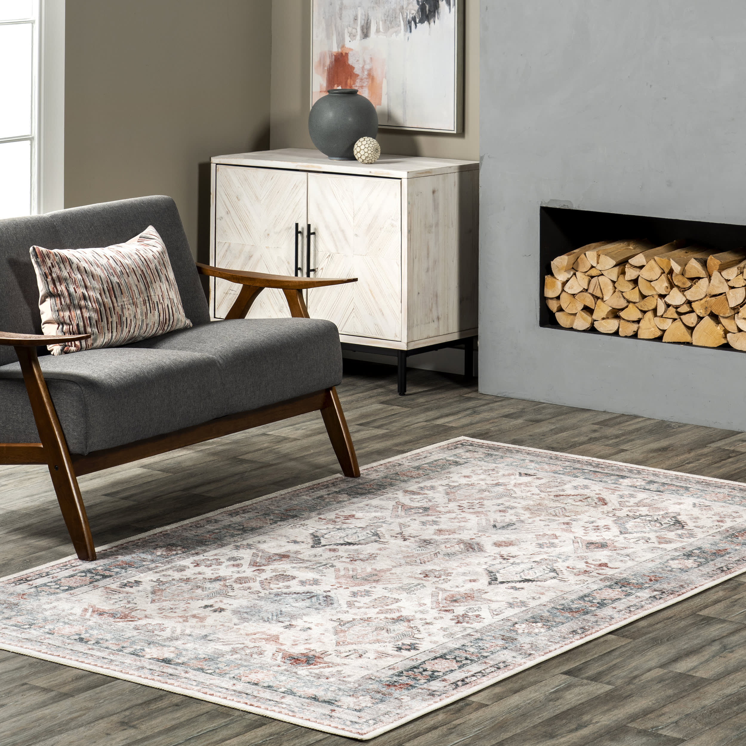Elandra Spill Proof Washable Rug | Ivory Multicolor - Image 2