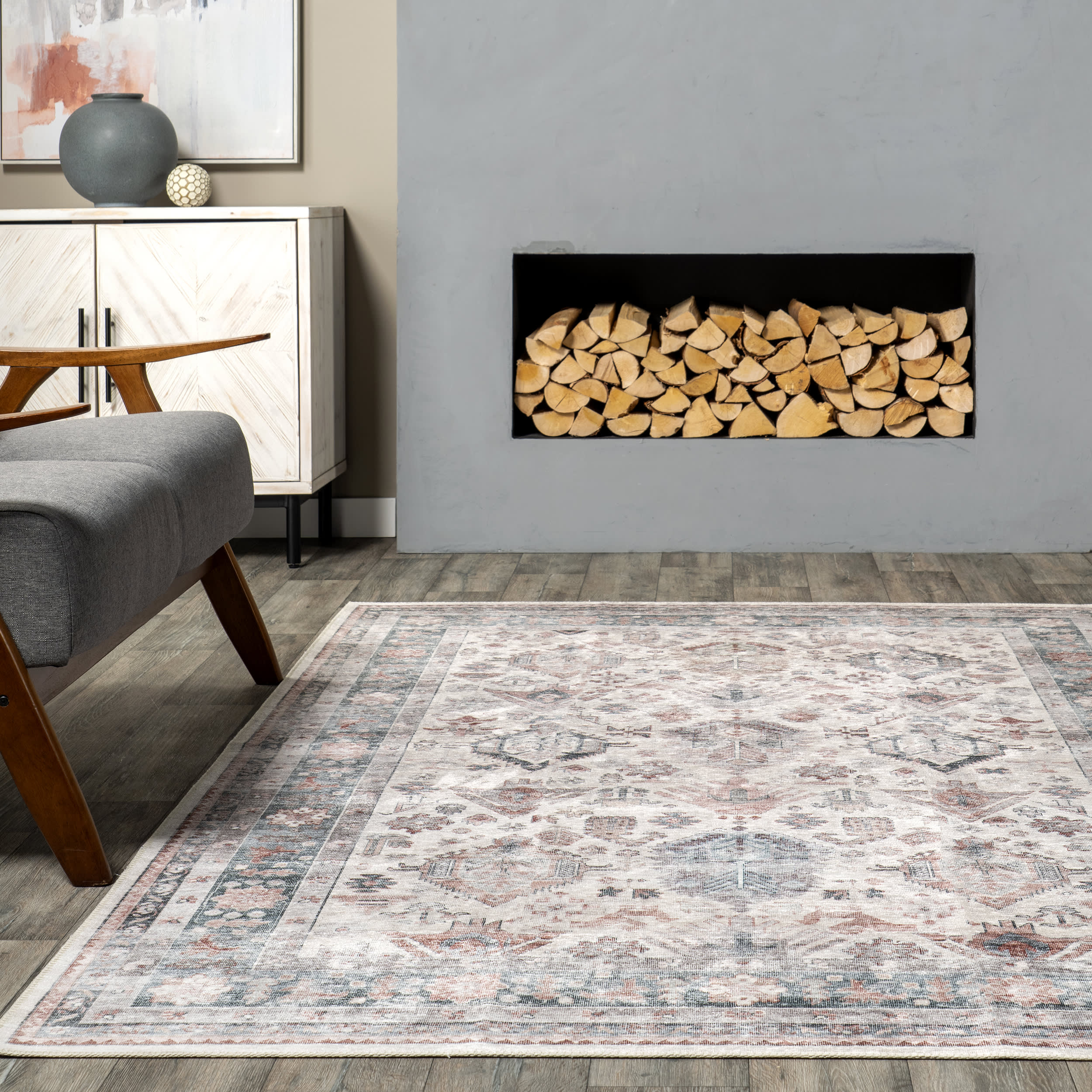 Elandra Spill Proof Washable Rug | Ivory Multicolor - Image 4