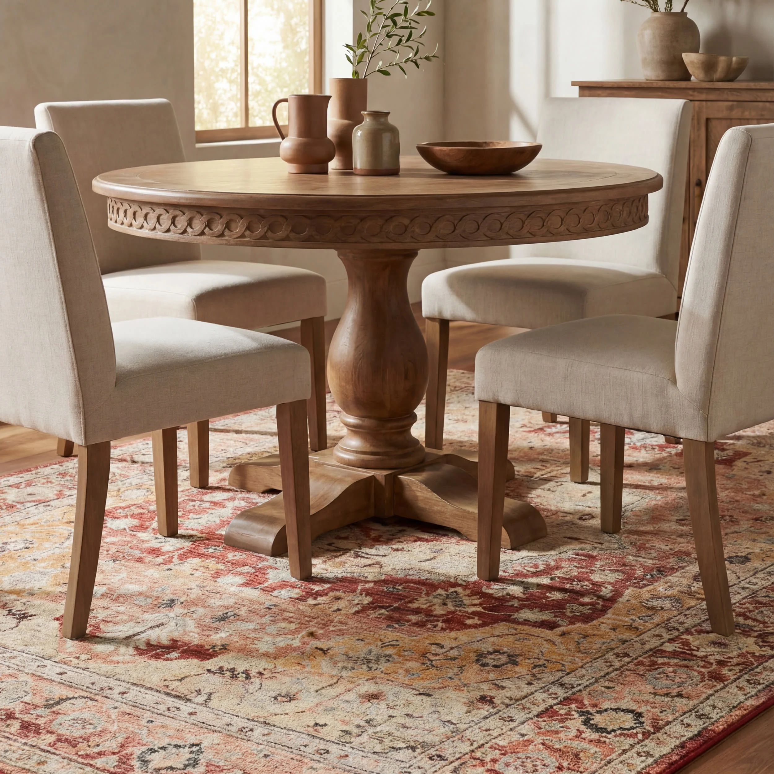 Elarin Traditional Medallion Washable Rug | Red - Image 7