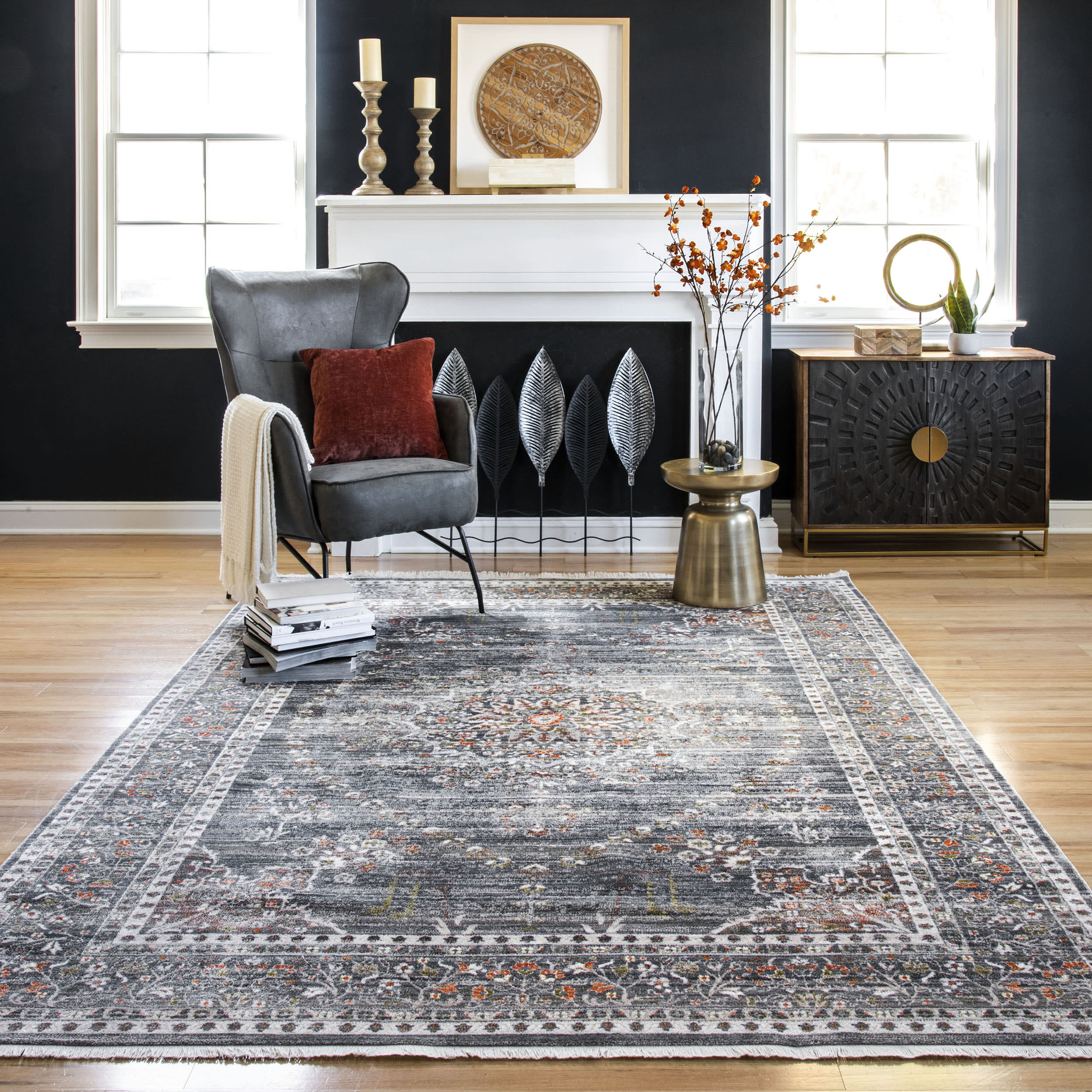 Elegant Blossom Rug | Grey - Image 2