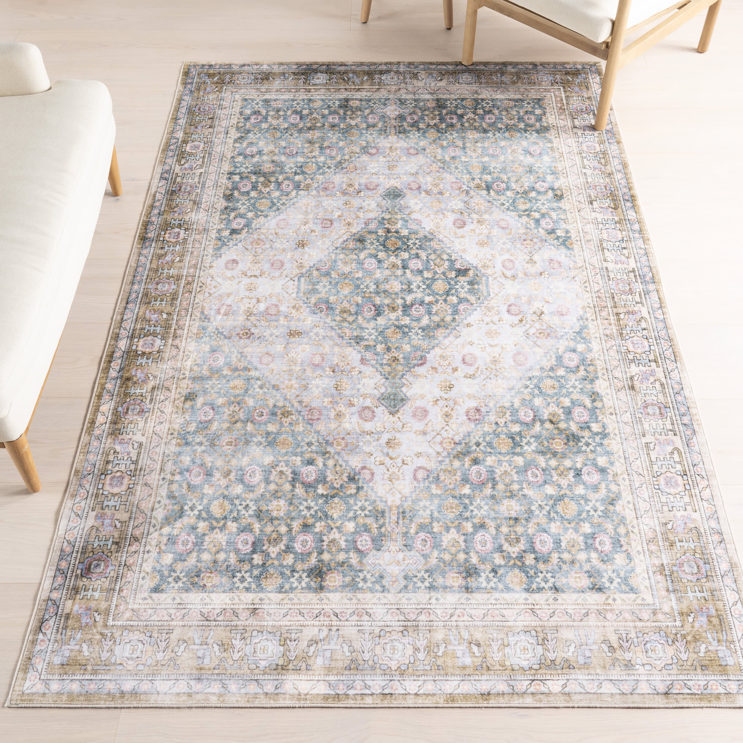 Elia Medallion Washable Rug | Teal - Image 2