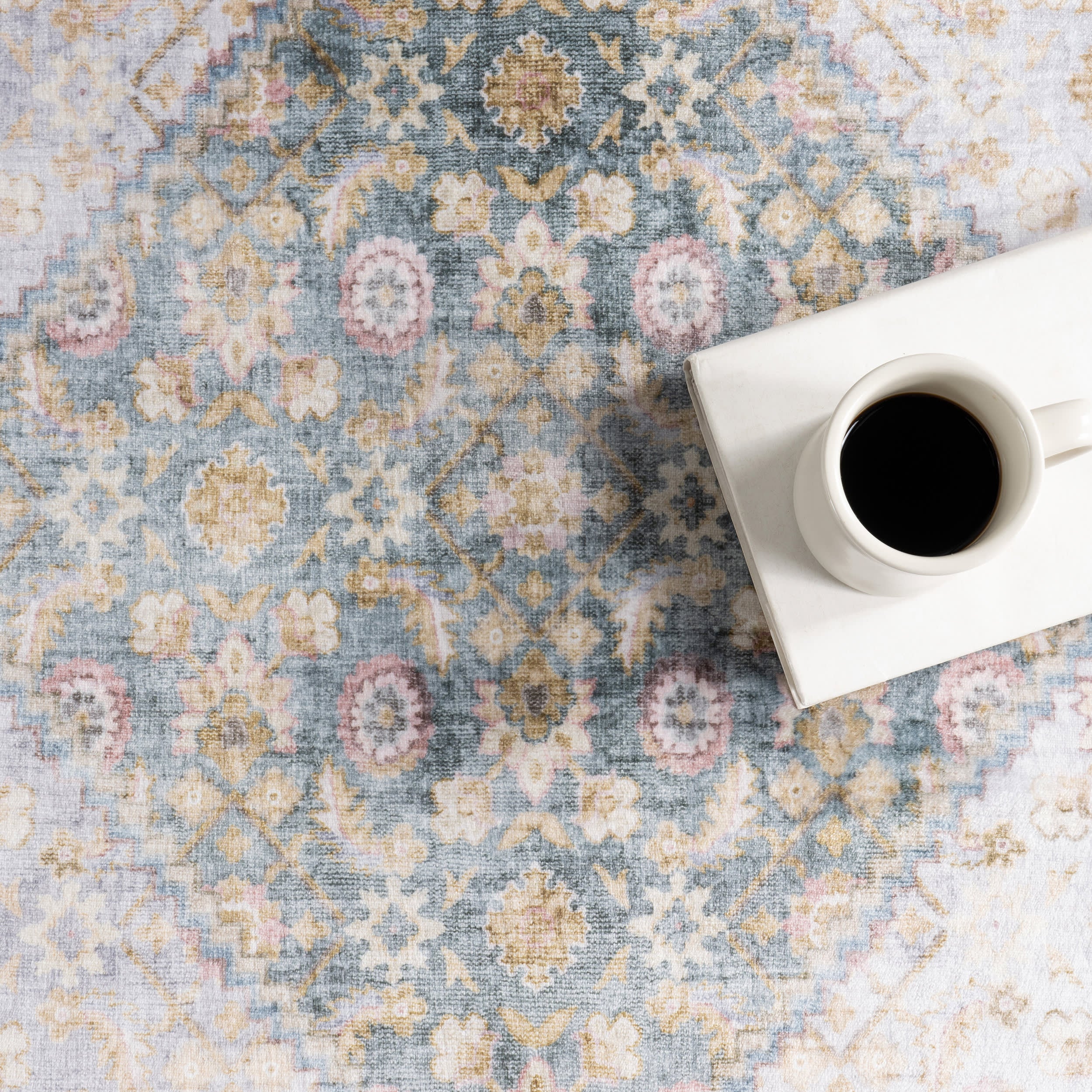 Elia Medallion Washable Rug | Teal - Image 8