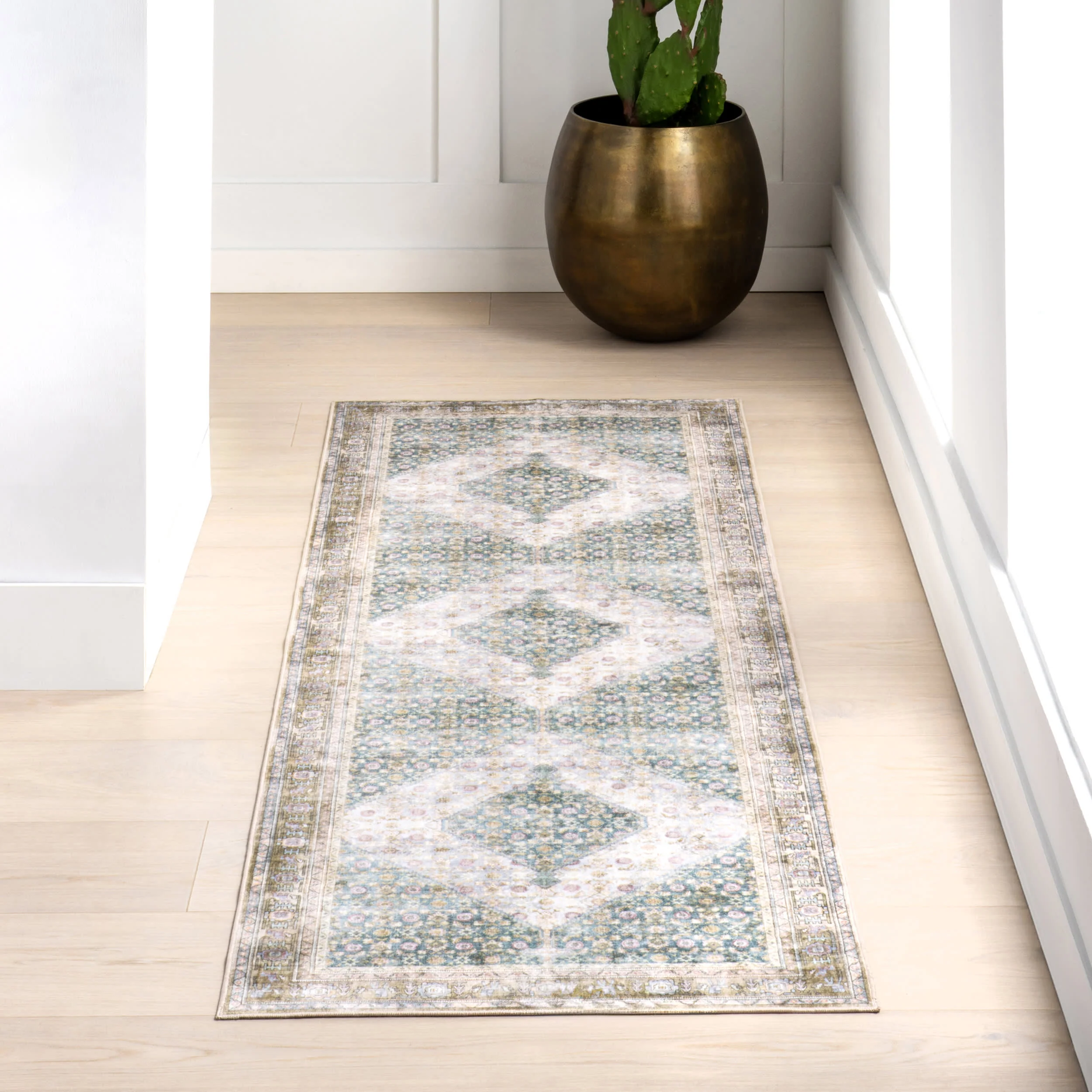 Elia Medallion Washable Rug | Teal - Image 2