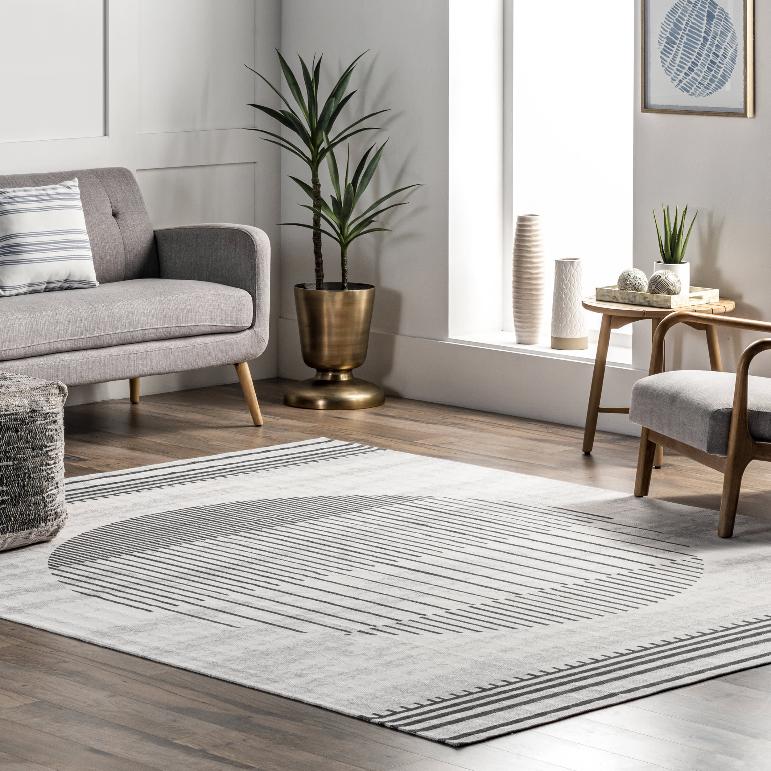 Elianna Washable Abstract Sunset Rug | Light Beige - Image 2