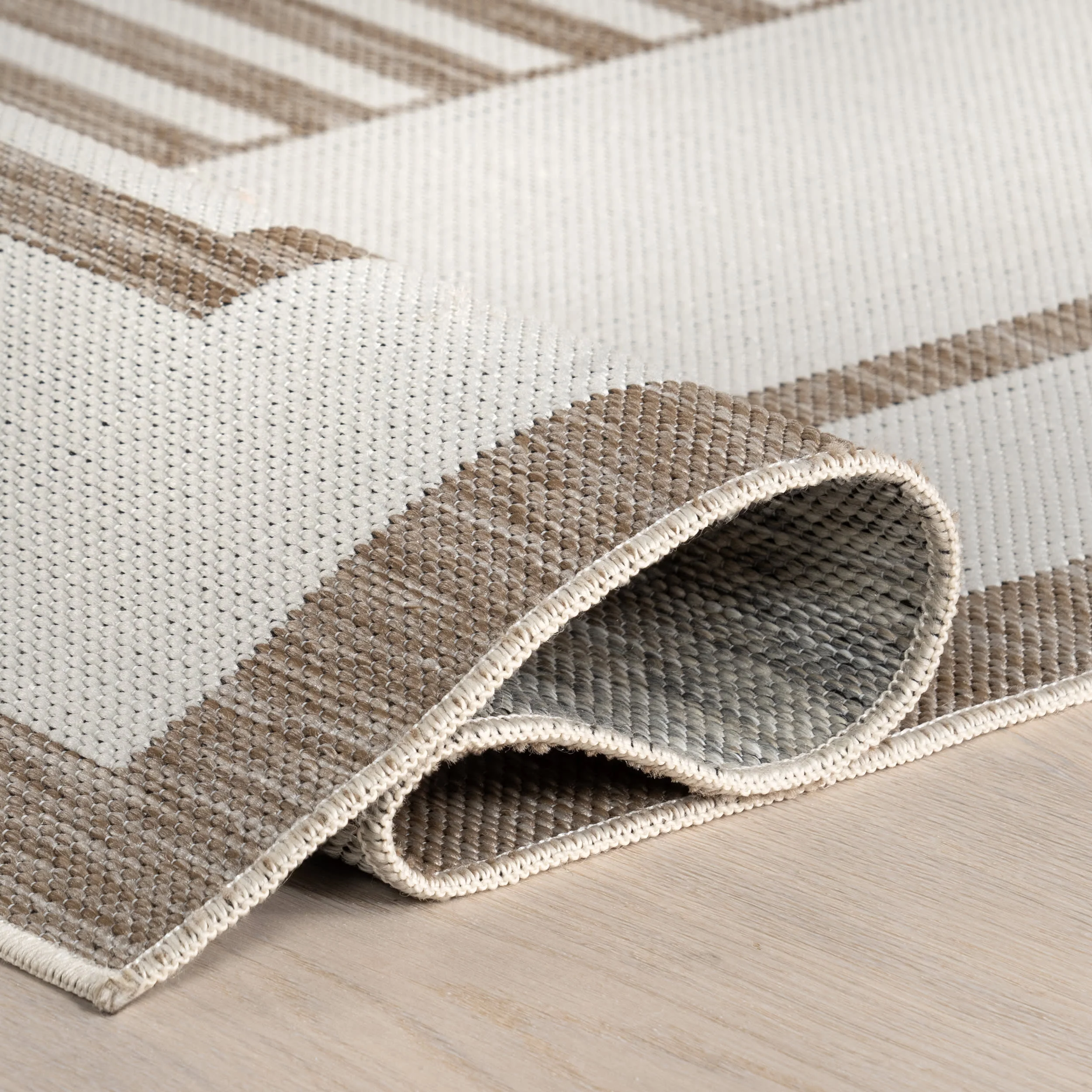 Elina Two-Toned Striped Indoor/Outdoor Rug | Beige - Image 10