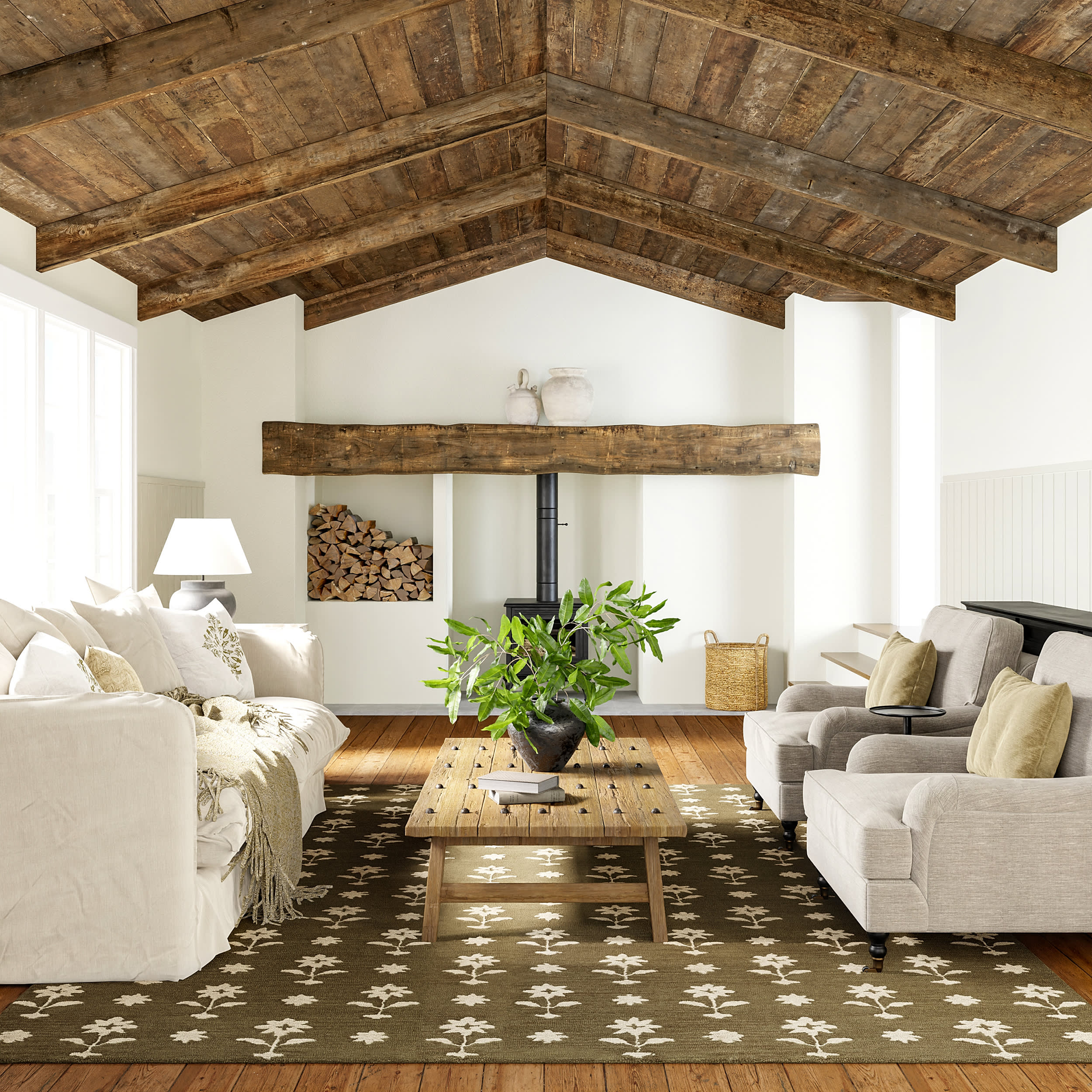 Ella Wool Rug | Olive Green - Image 10