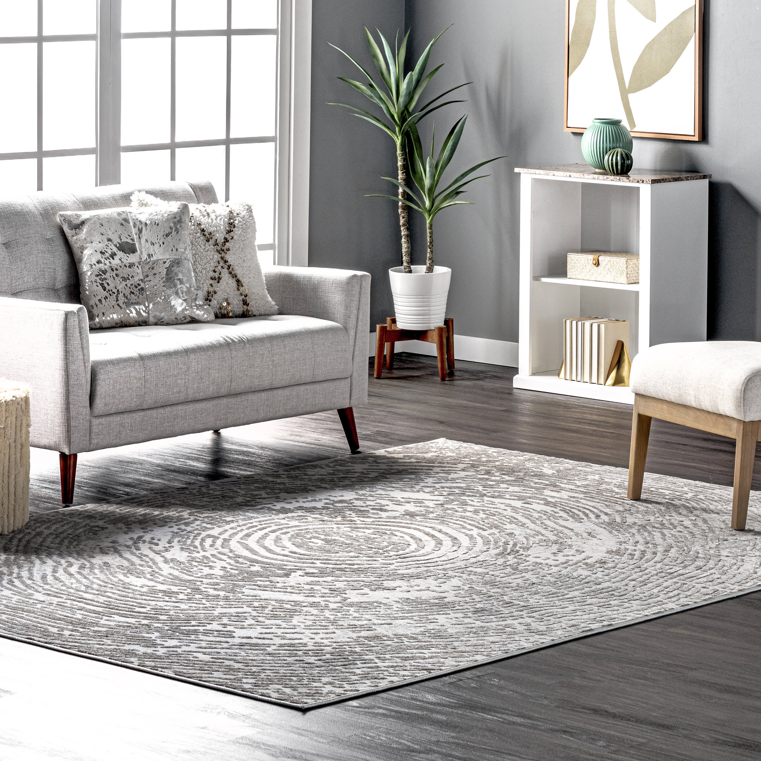 Ellen Rippled Abstract Rug | Grey - Image 2