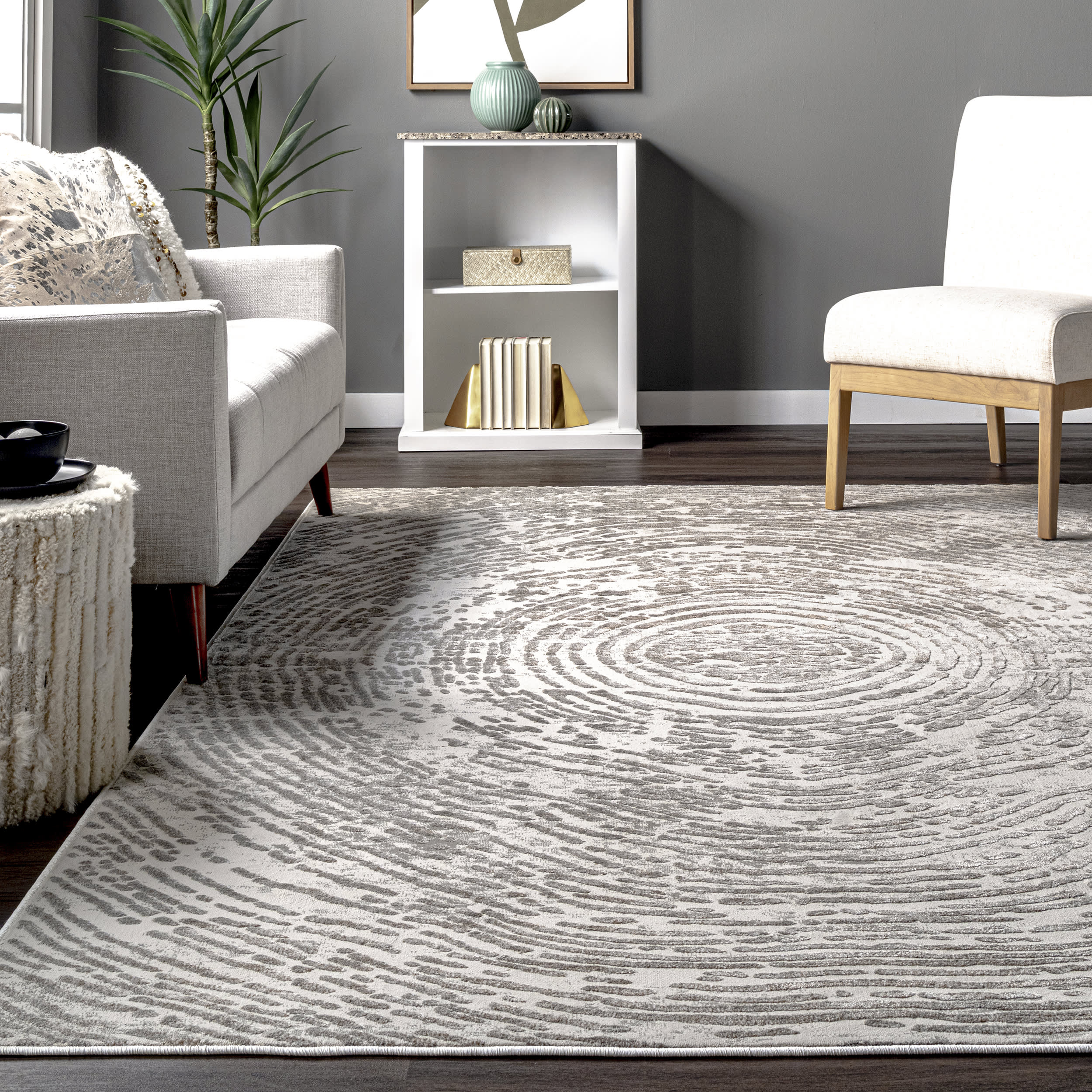 Ellen Rippled Abstract Rug | Grey - Image 4
