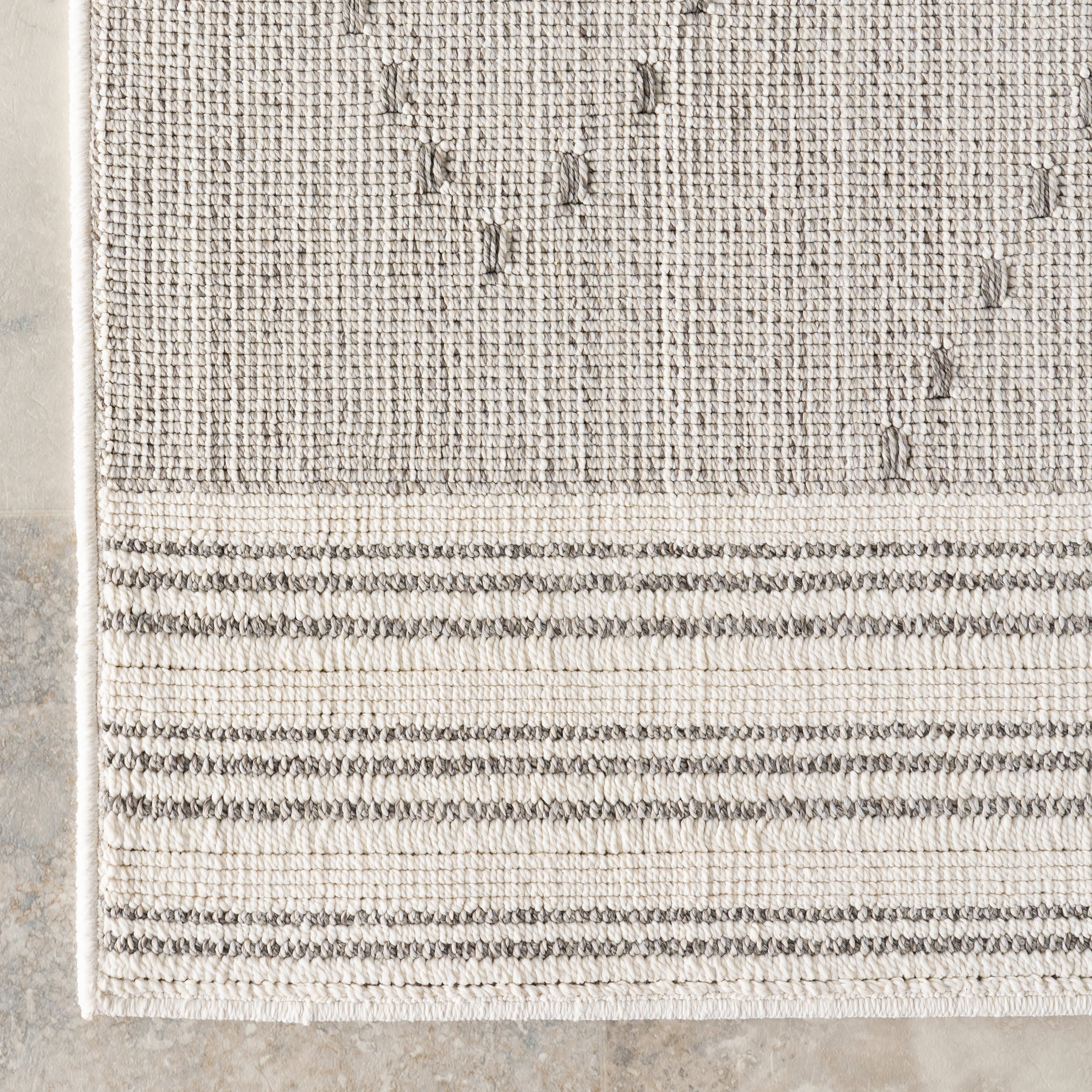 Ellianna Striped Trellis Indoor/Outdoor Rug | Light Grey - Image 4