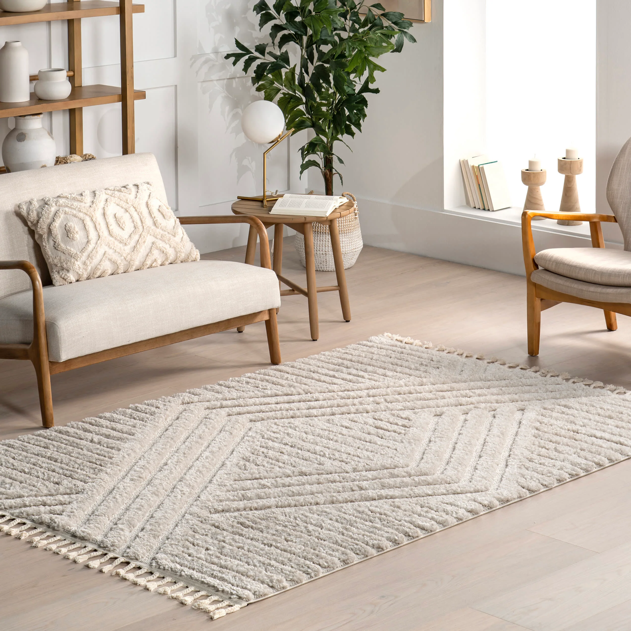 Ellie Traverse Shag Rug | Beige - Image 2