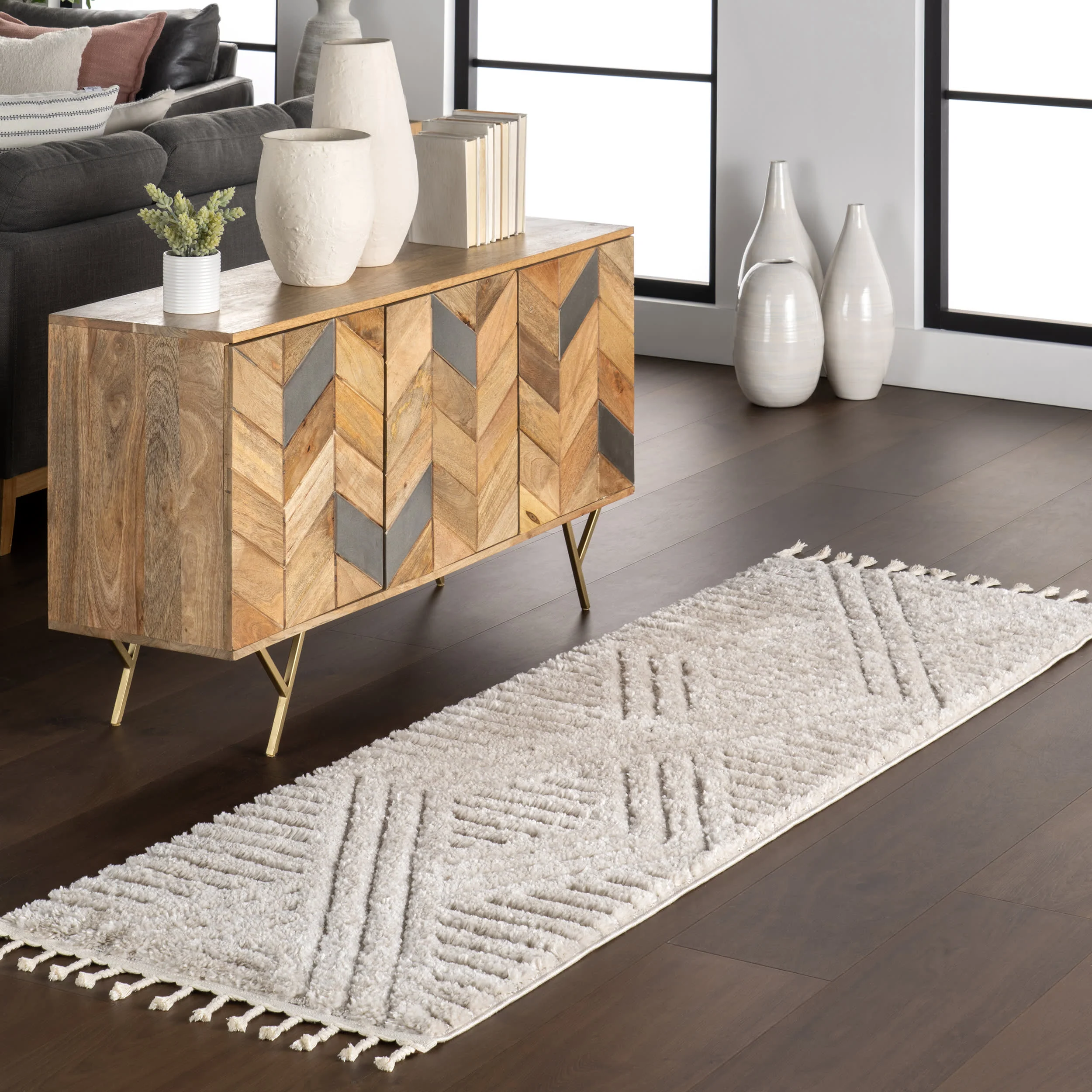 Ellie Traverse Shag Rug | Beige - Image 2