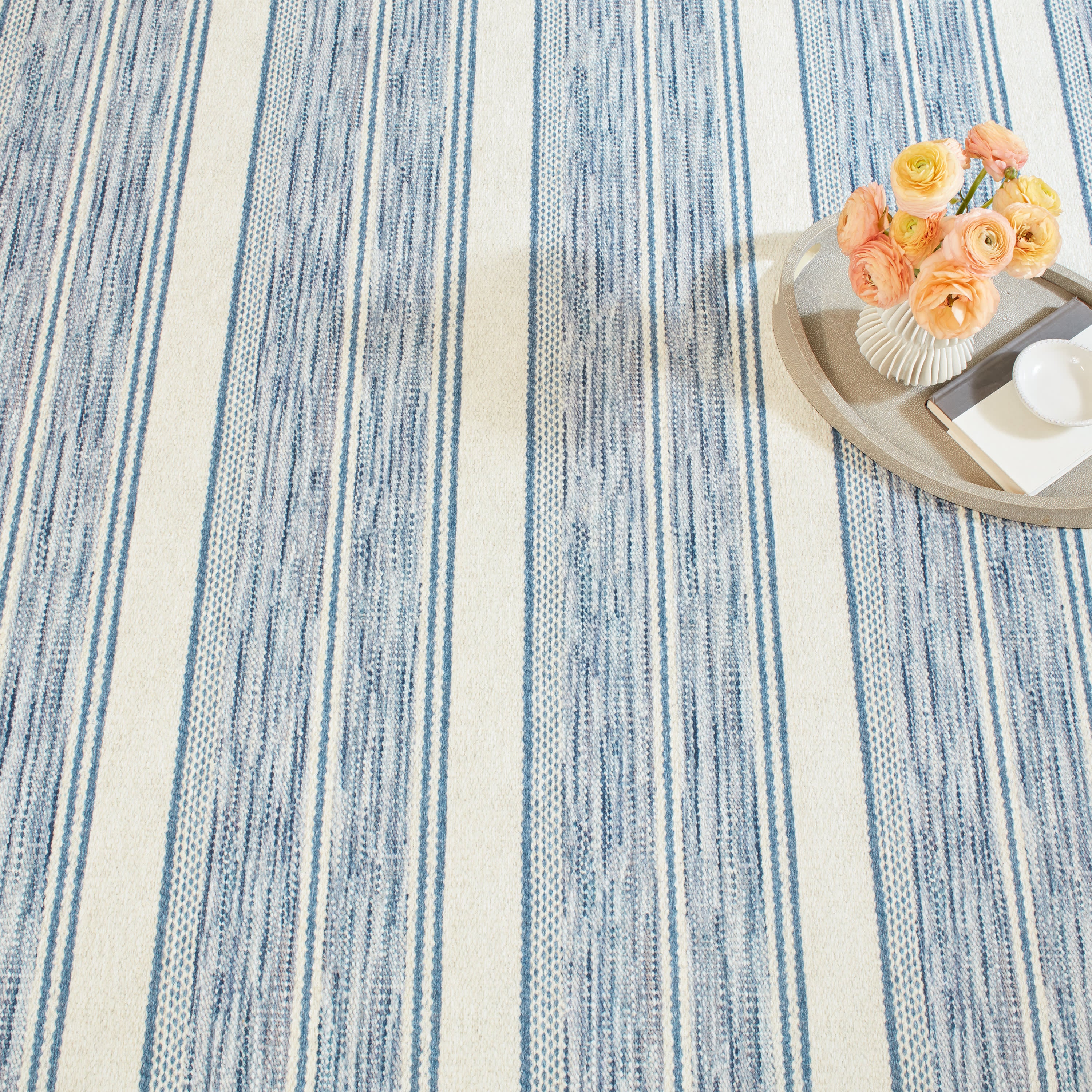 Ellington Stripe Machine Washable Rug | Blue - Image 2
