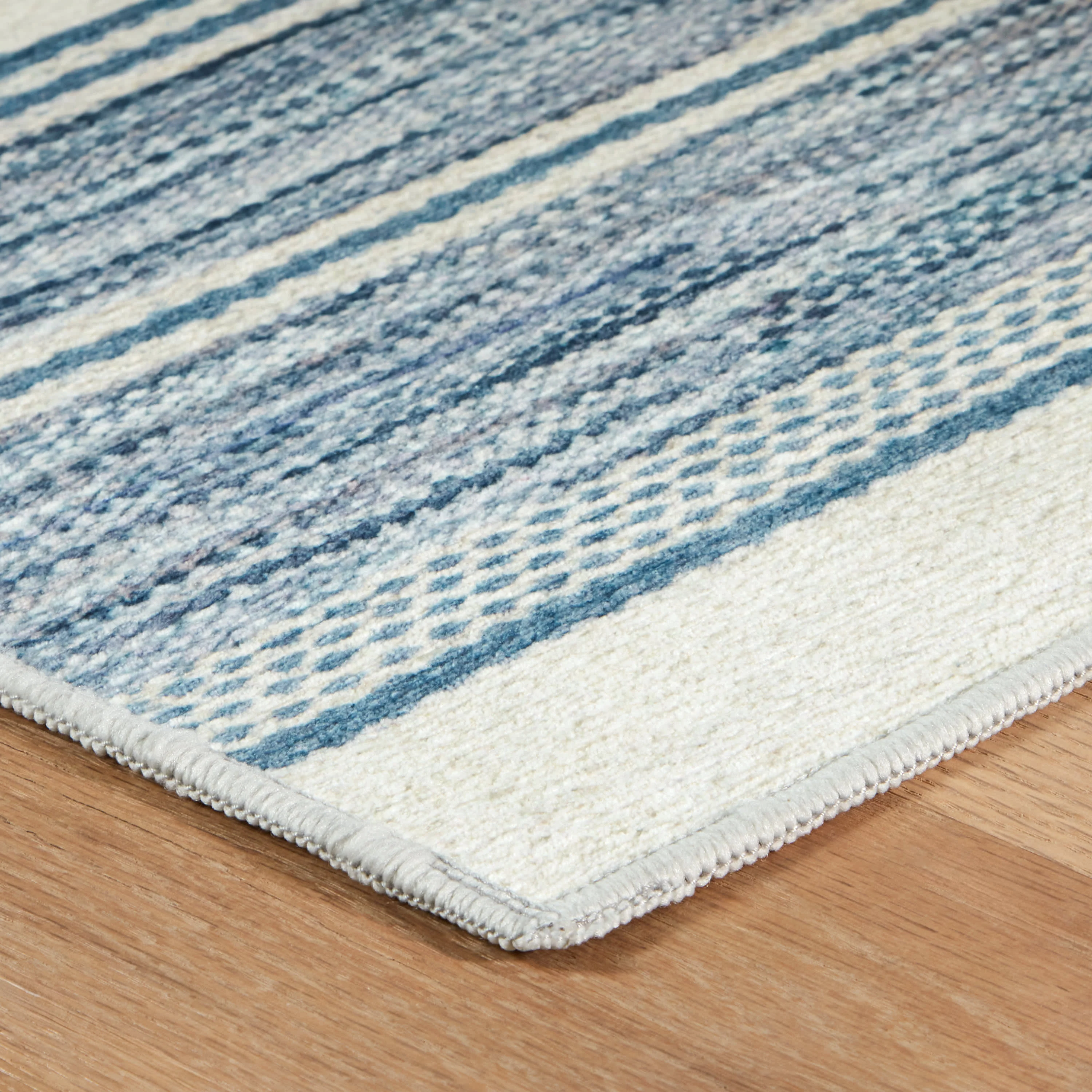 Ellington Stripe Machine Washable Rug | Blue - Image 4