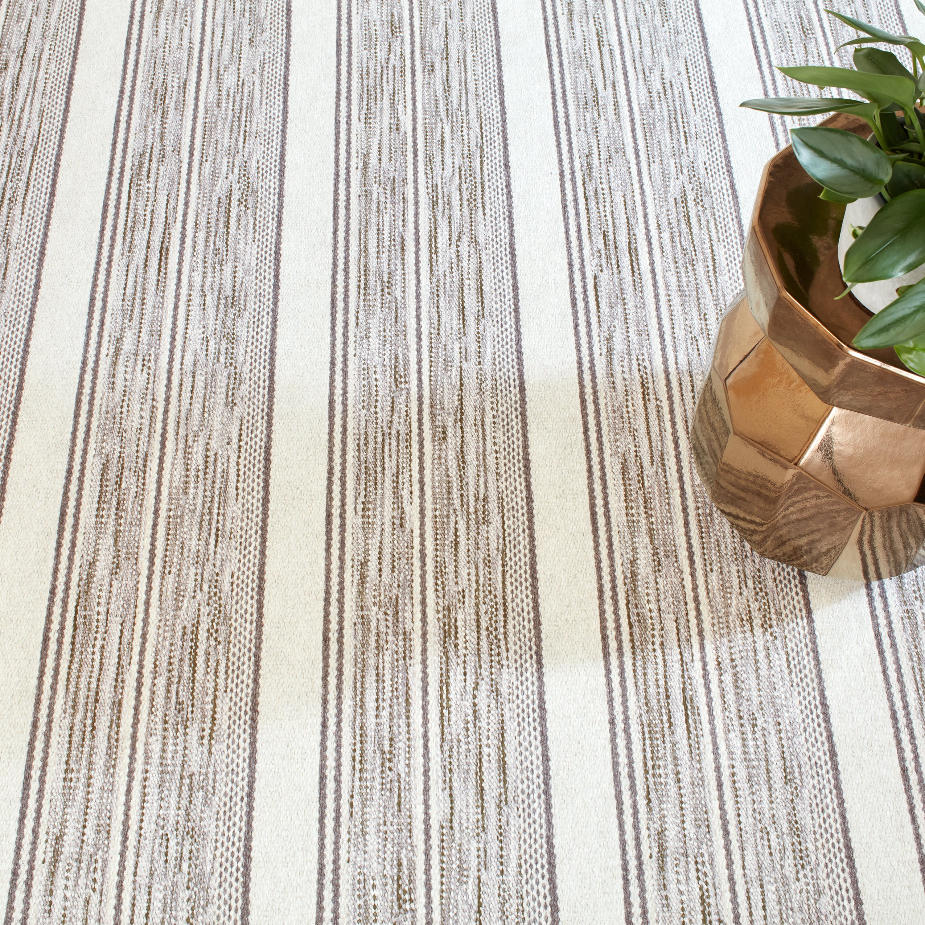 Ellington Stripe Machine Washable Rug | Grey - Image 2
