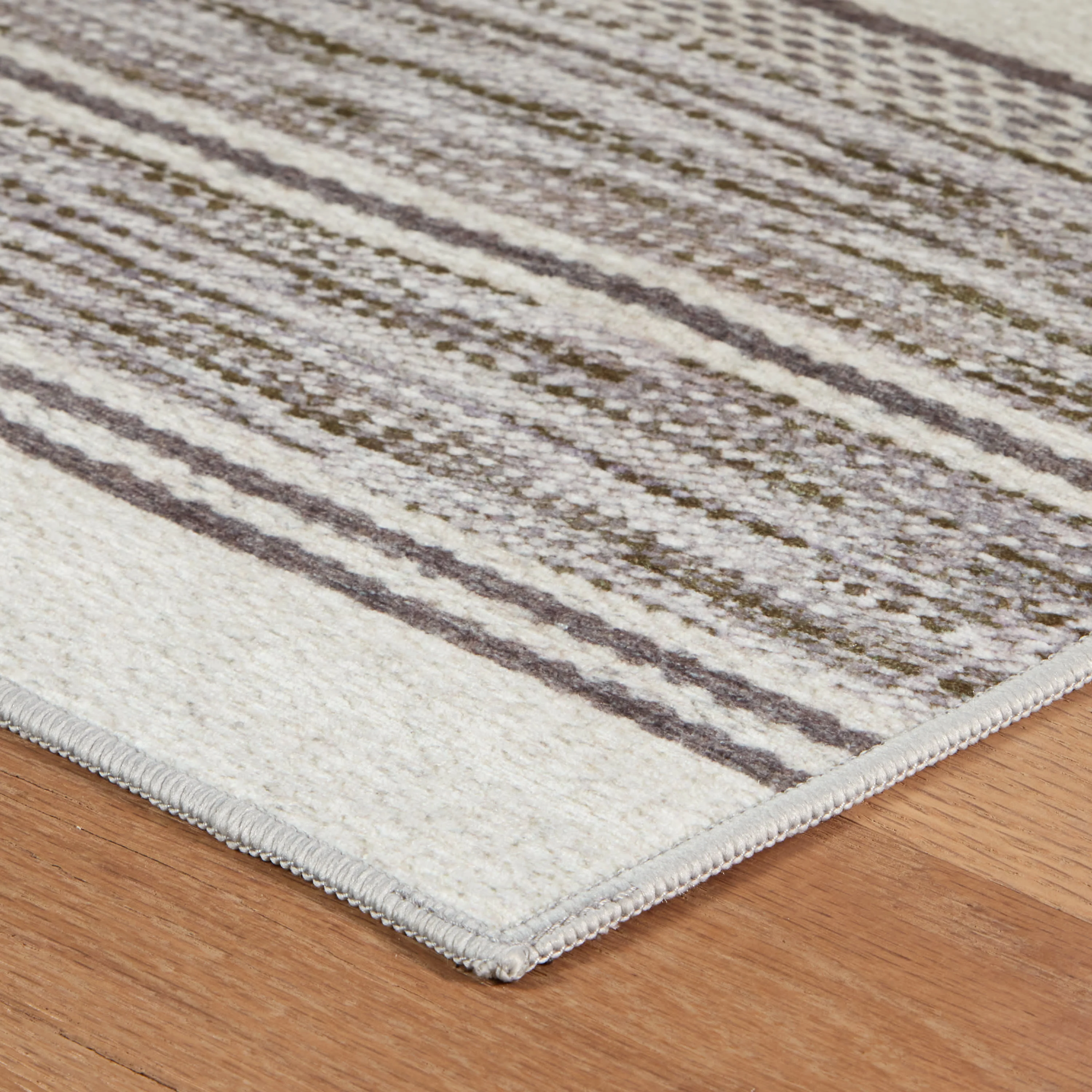 Ellington Stripe Machine Washable Rug | Grey - Image 3