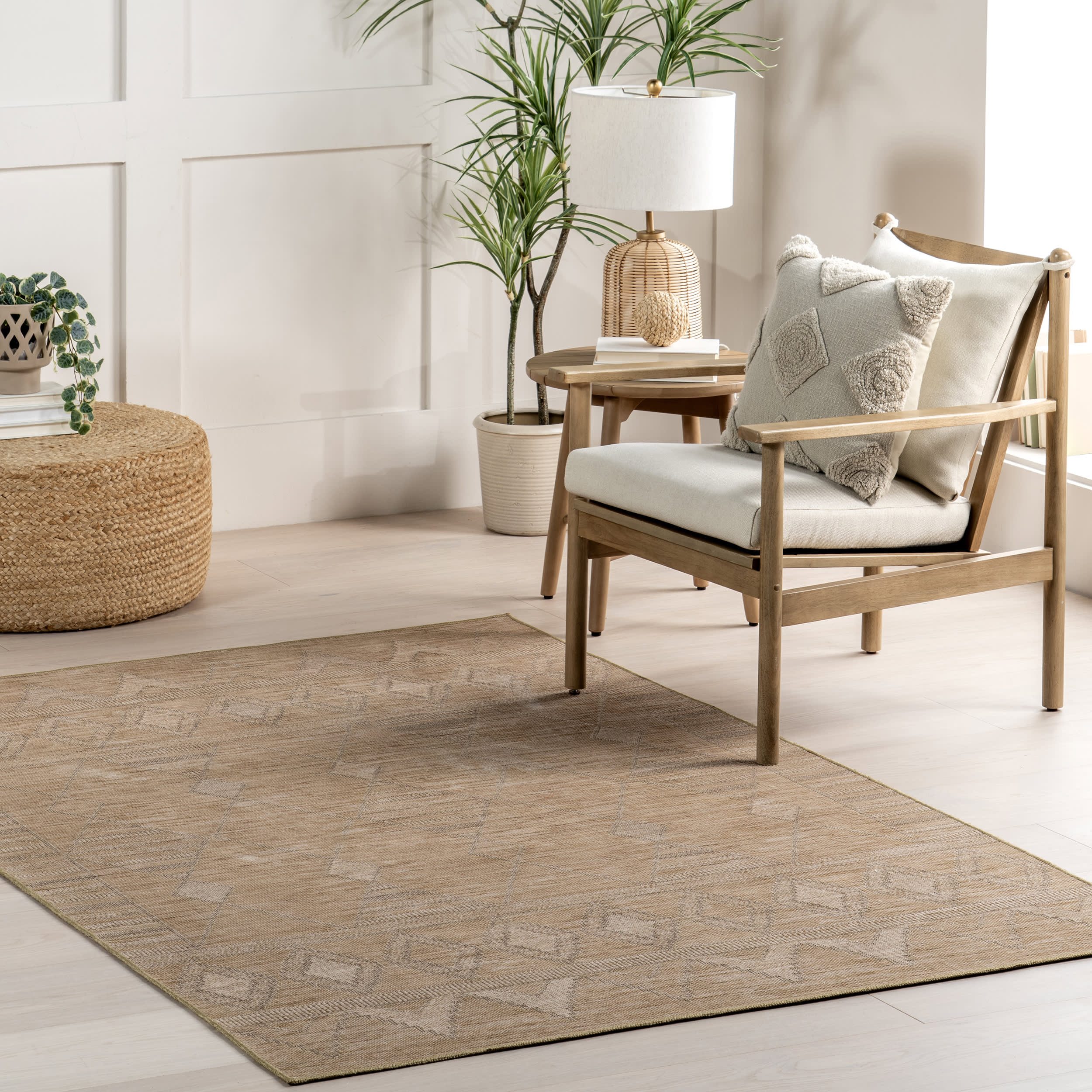 Ellinor Geometric Washable Rug | Sand - Image 2