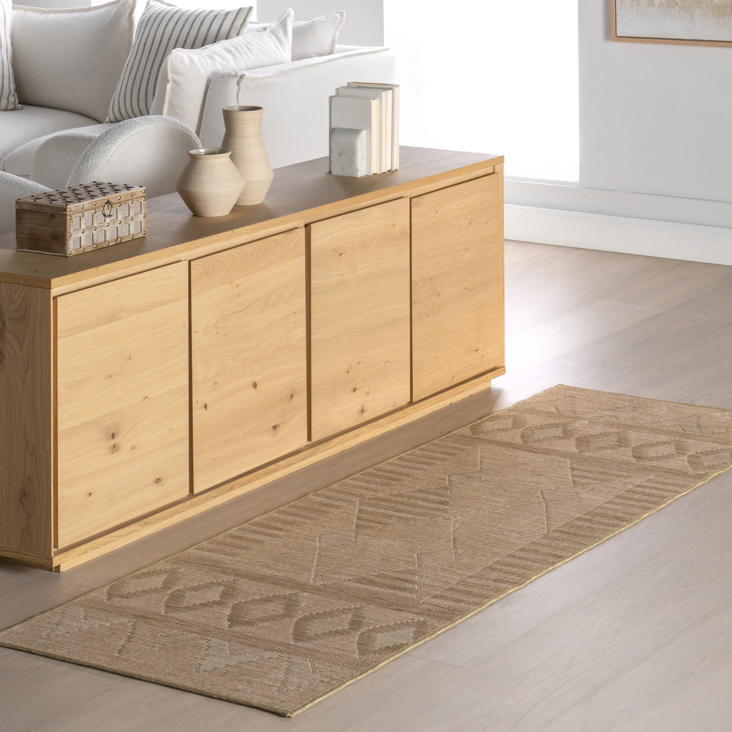 Ellinor Geometric Washable Rug | Sand - Image 2