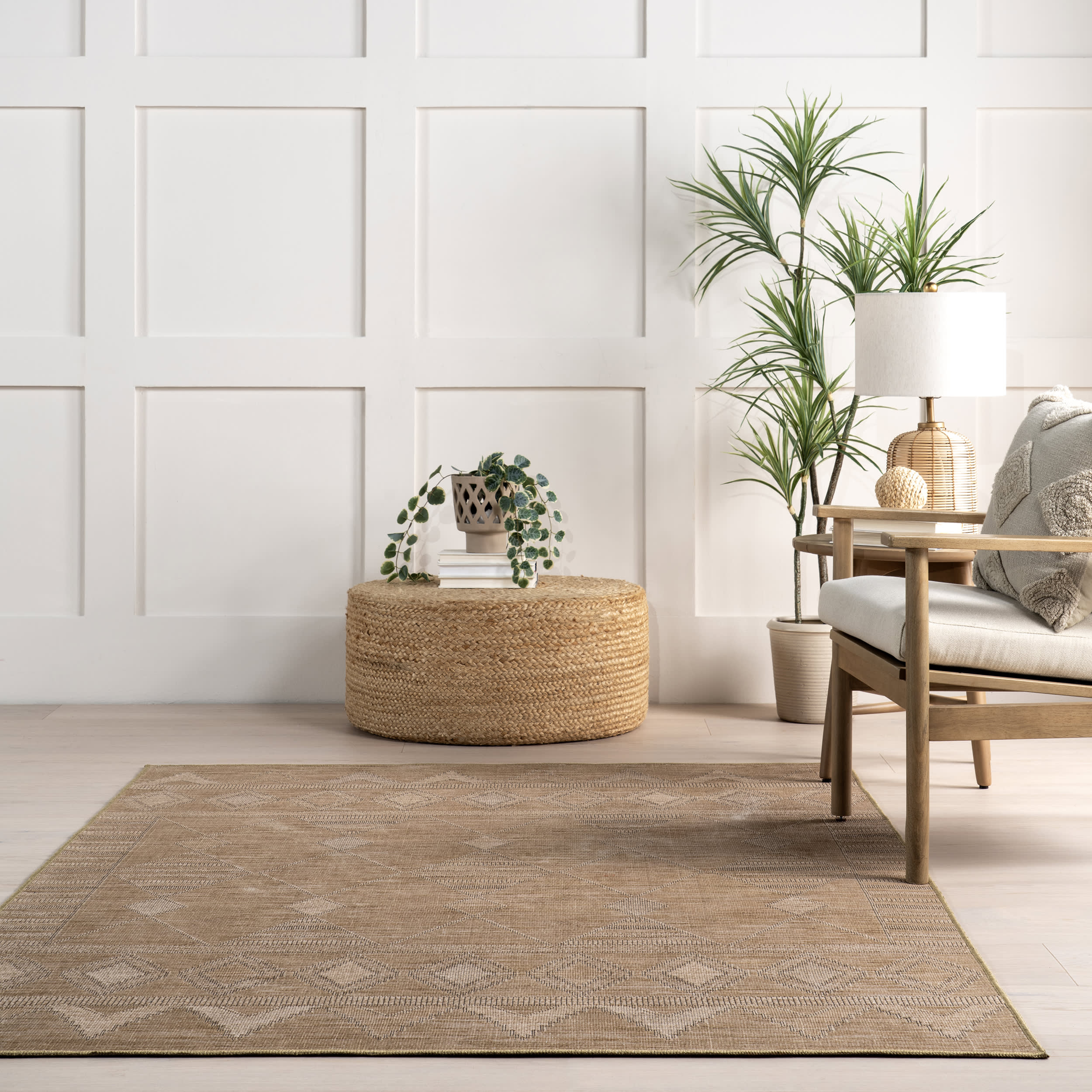 Ellinor Geometric Washable Rug | Sand - Image 4