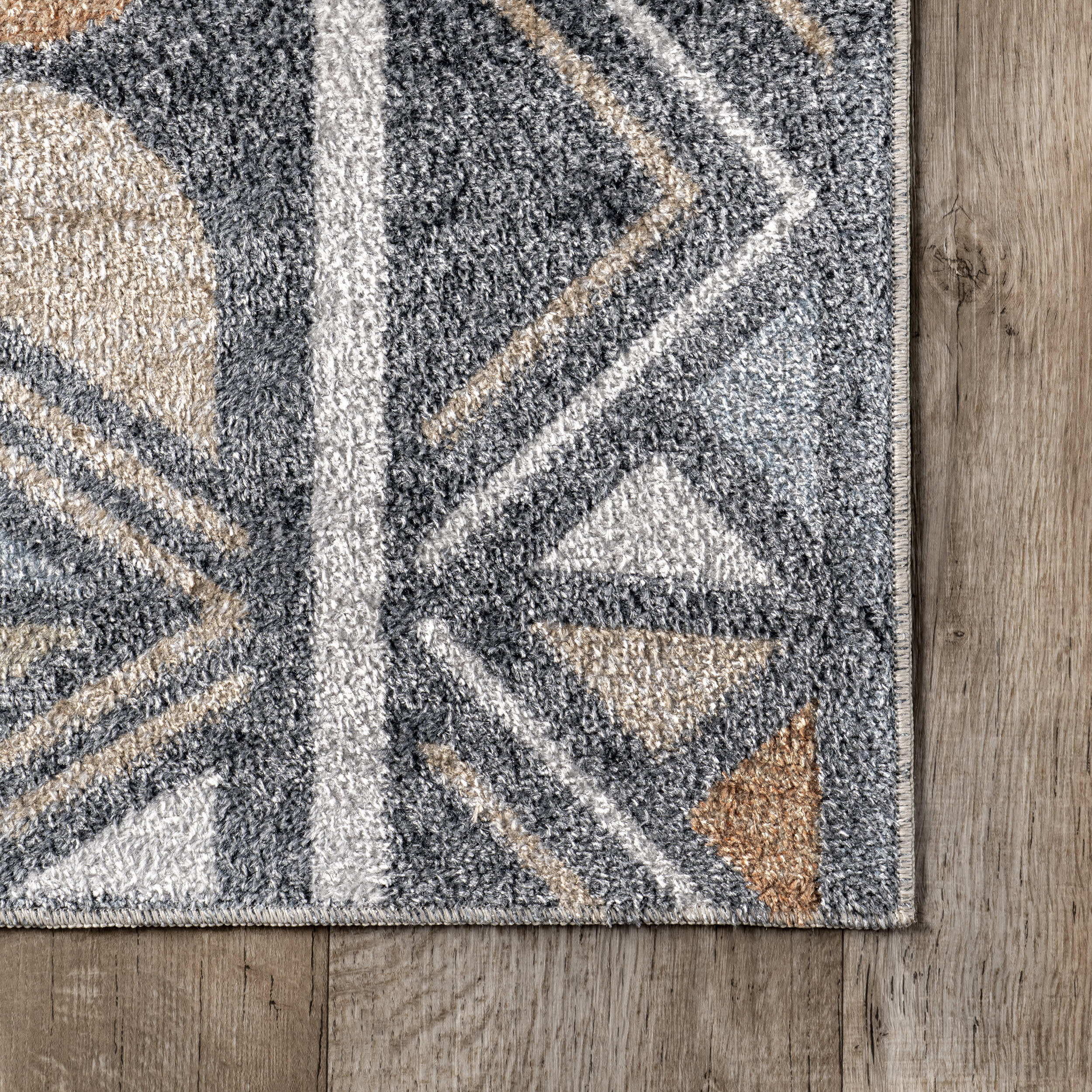 Elm Aztec Banded Washable Rug | Grey - Image 3