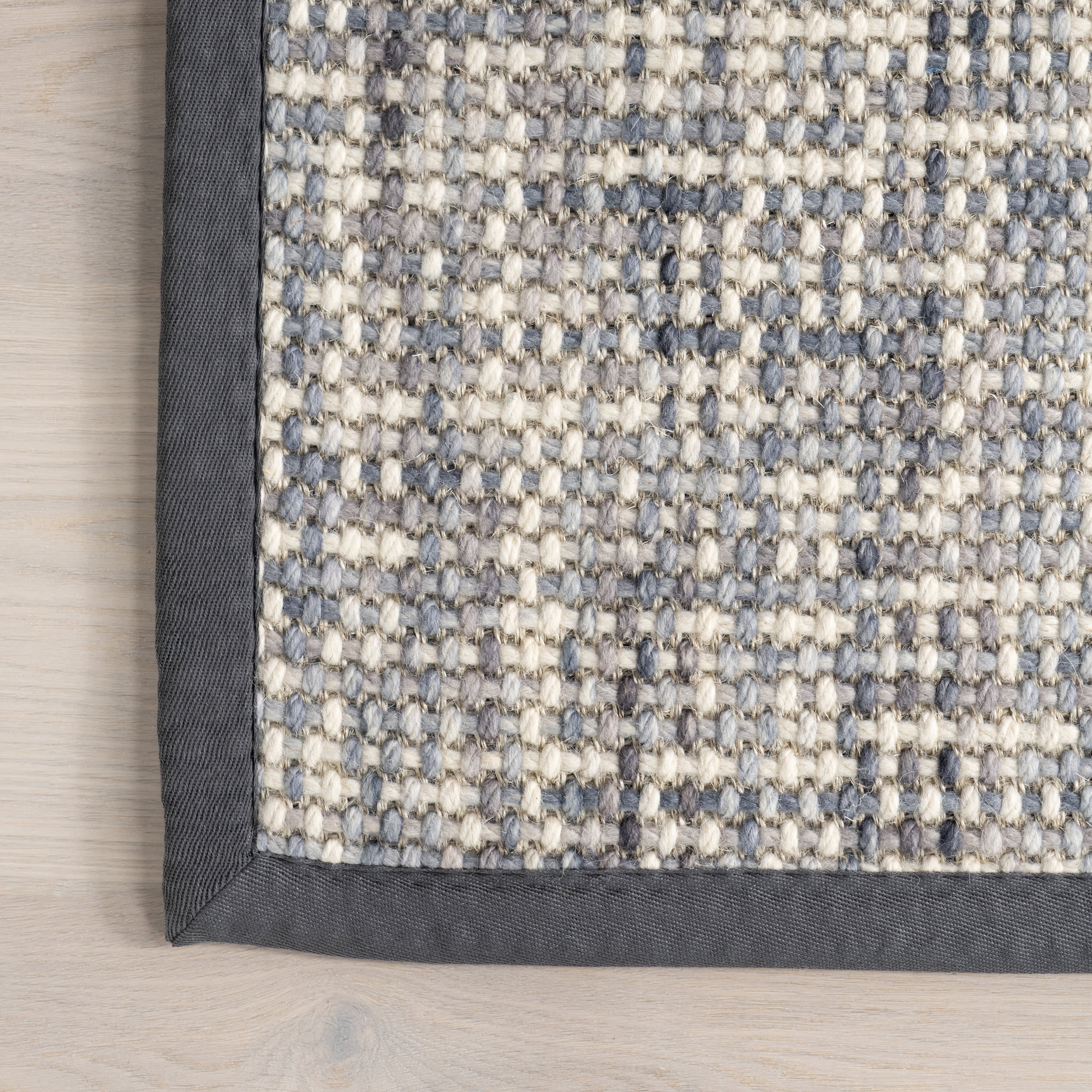 Elnora Bordered Crosshatch Wool-Blend Rug | Charcoal - Image 4