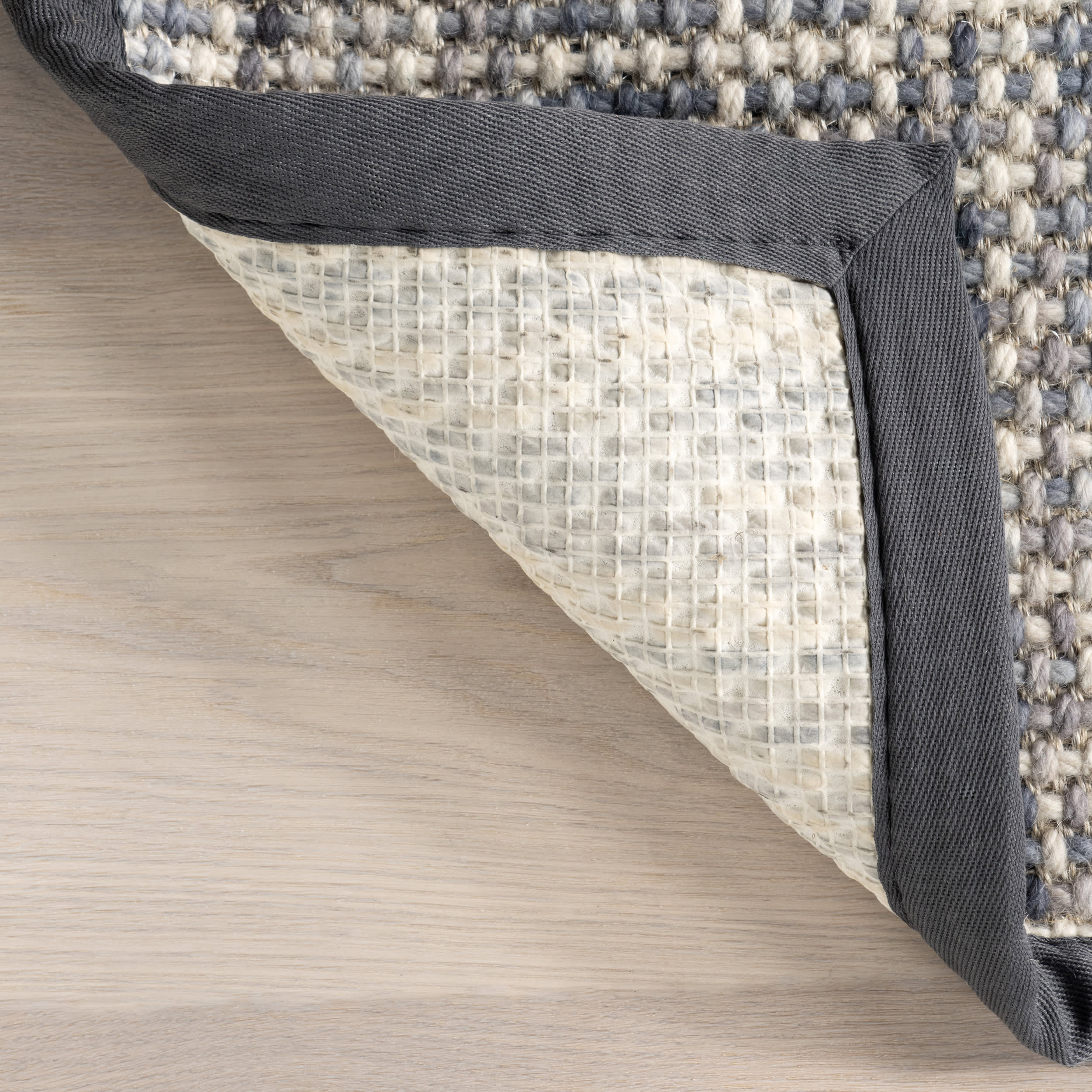 Elnora Bordered Crosshatch Wool-Blend Rug | Charcoal - Image 7