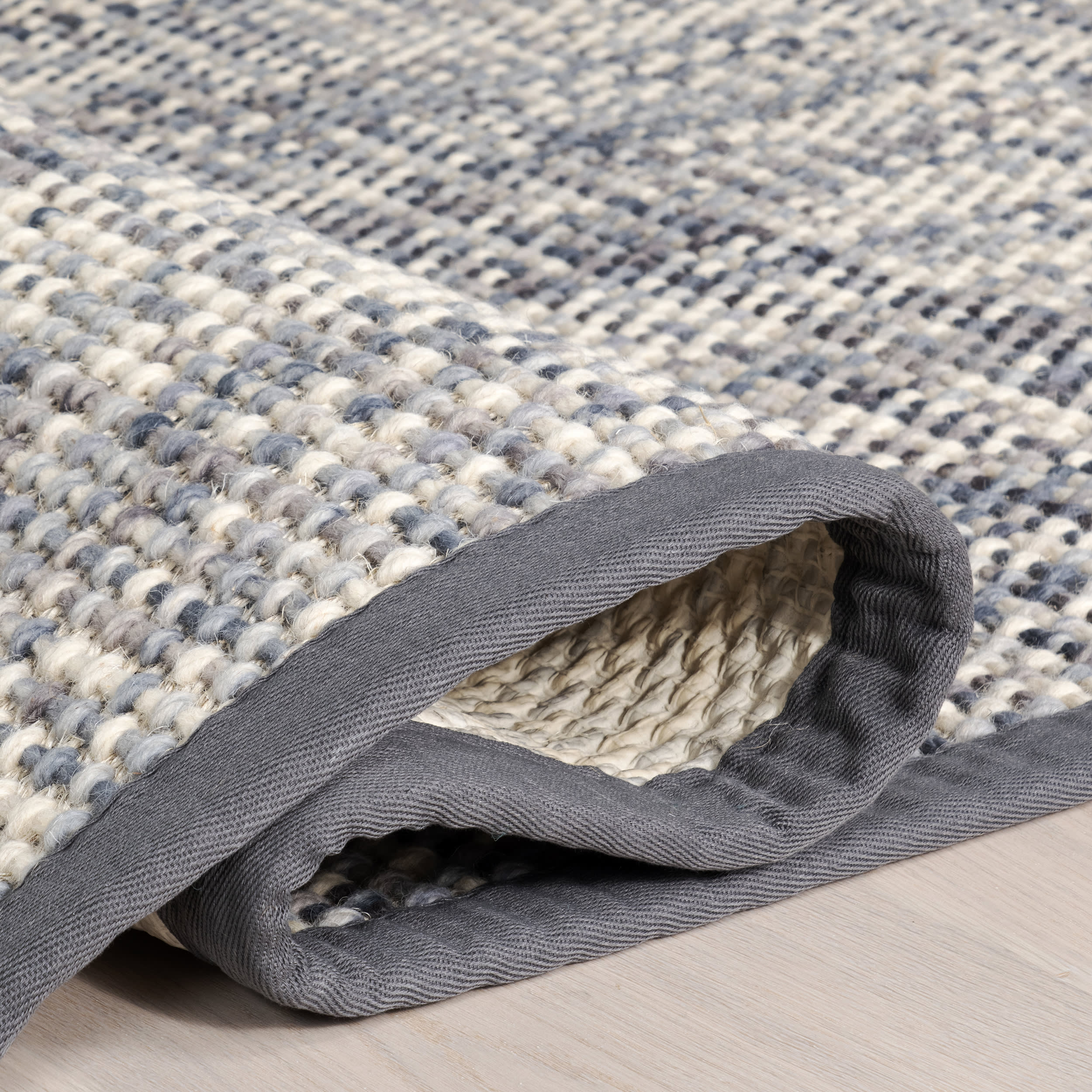 Elnora Bordered Crosshatch Wool-Blend Rug | Charcoal - Image 9