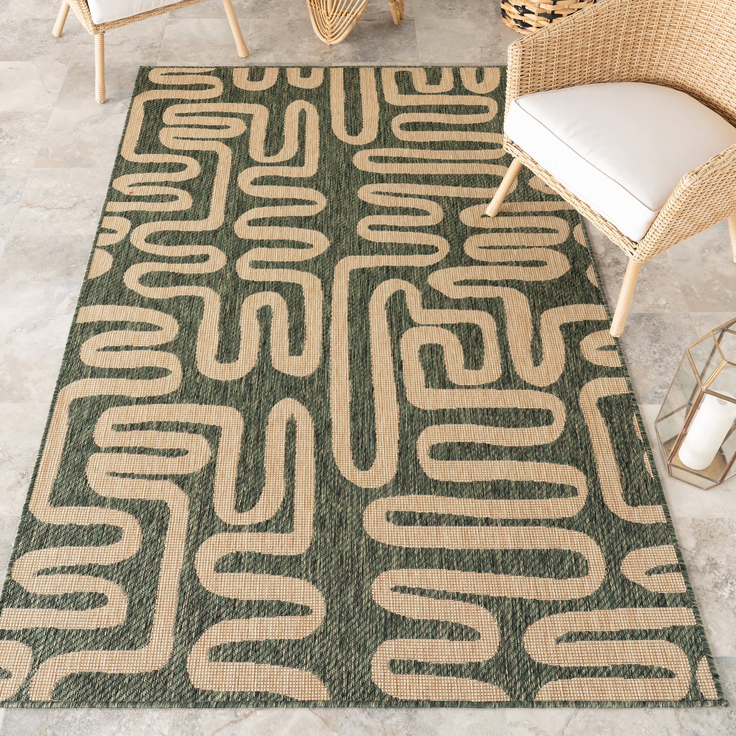 Elowyn Abstract Maze Indoor/Outdoor Rug | Green - Image 2