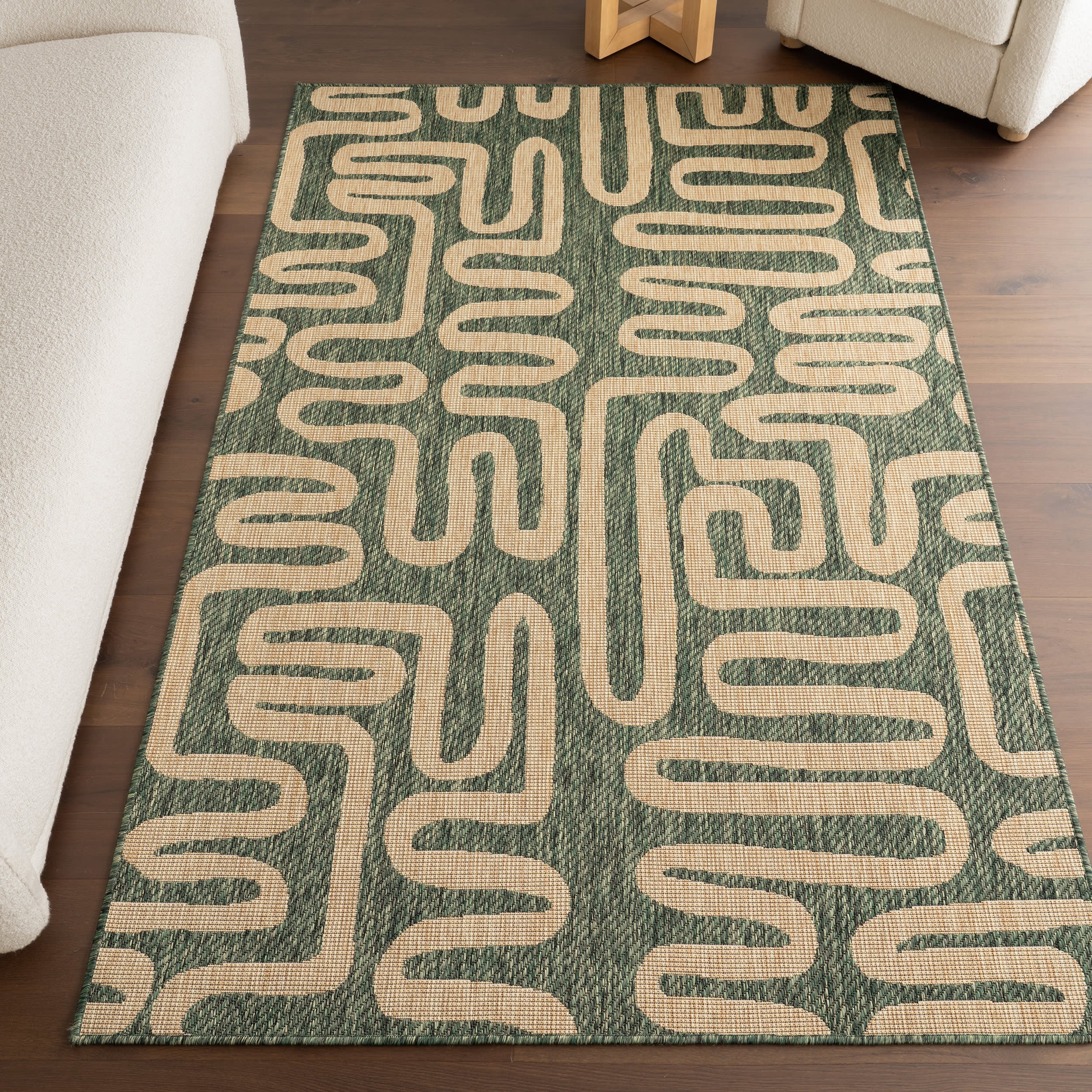 Elowyn Abstract Maze Indoor/Outdoor Rug | Green - Image 9