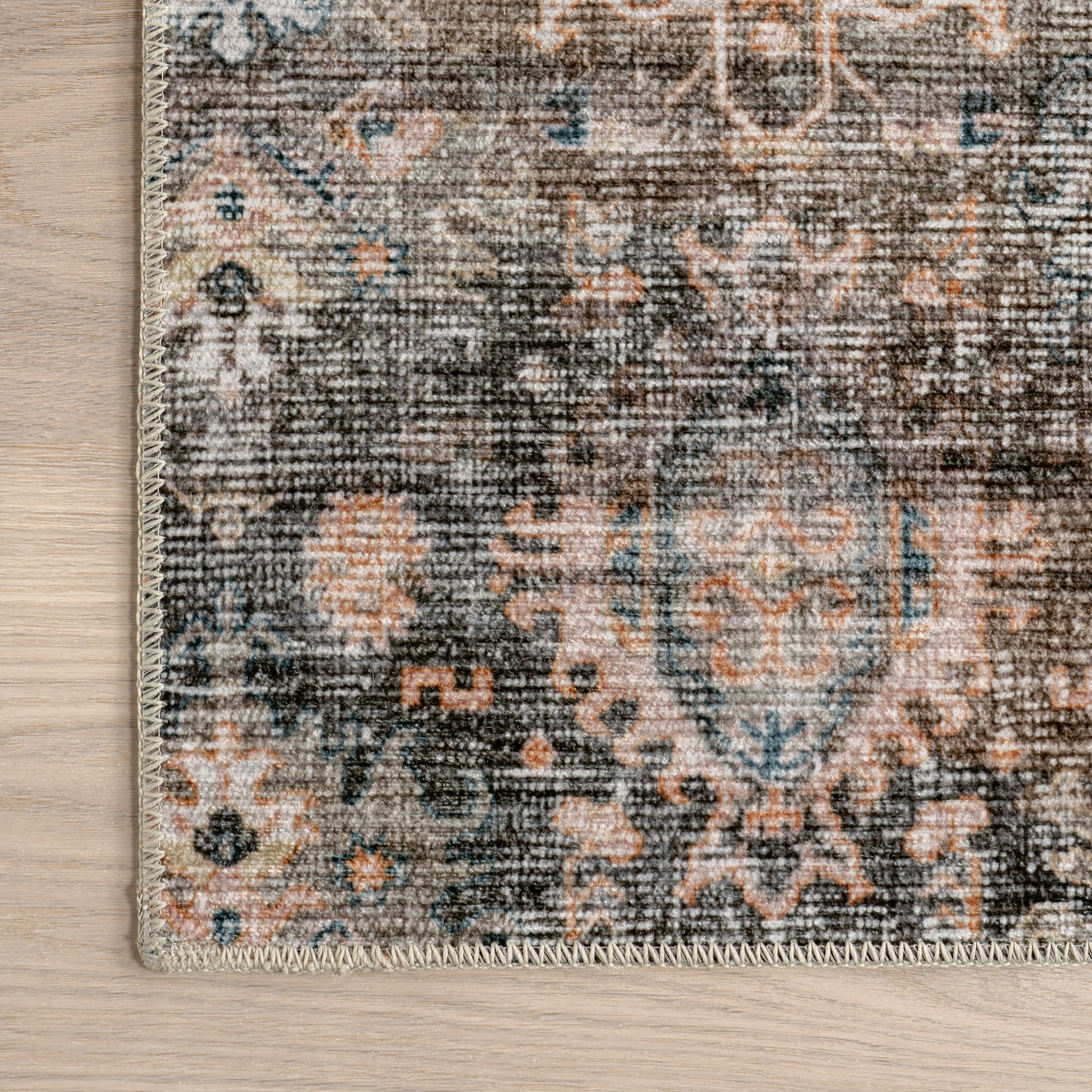 Elva Medallion Spill Proof Washable Rug | Grey - Image 3